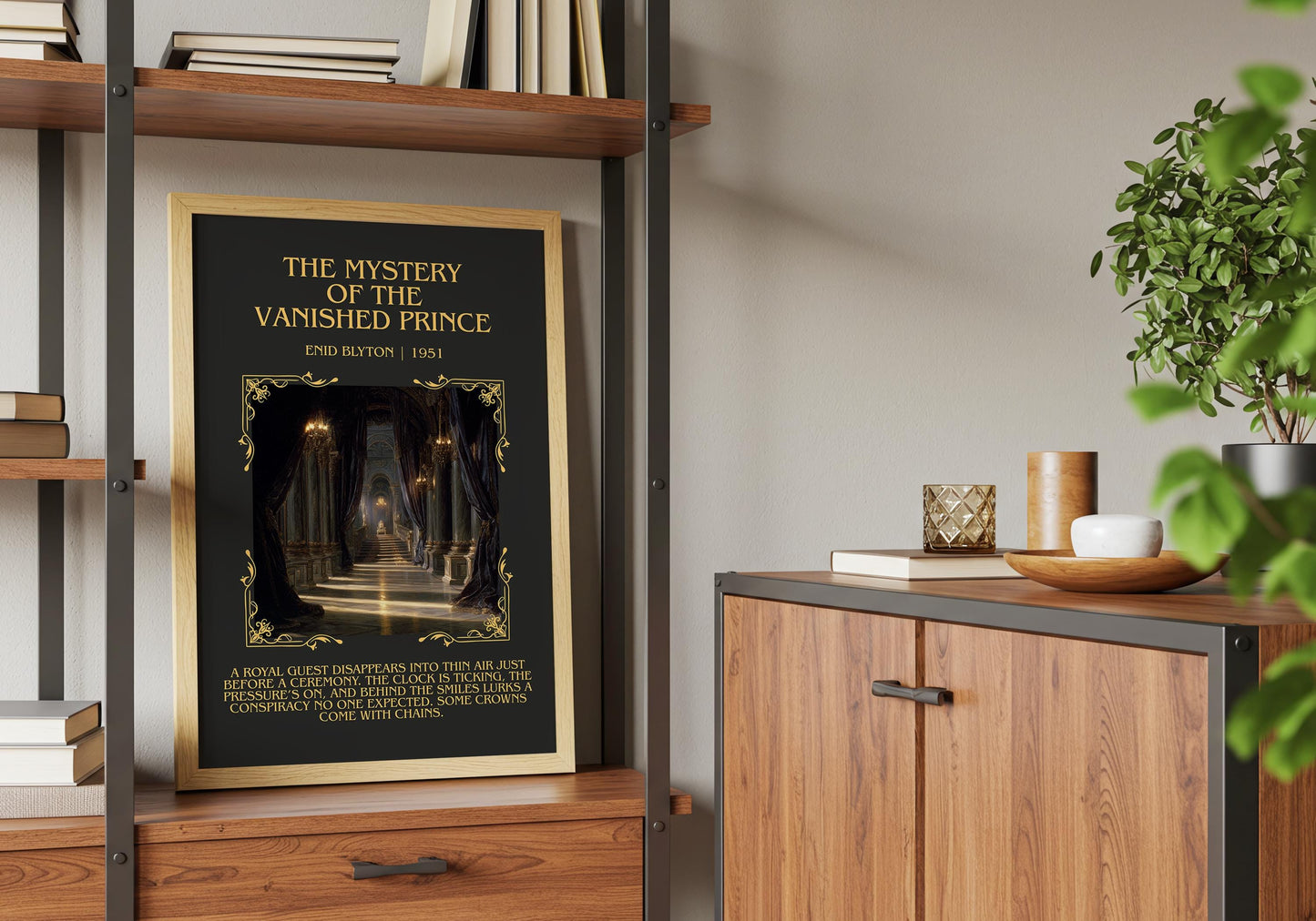 The Mystery Of The Vanished Prince by Enid Blyton Descriptive, High Quality Poster Print.Free Delivery Wall Art.Author&Blurb Book Nook Gift