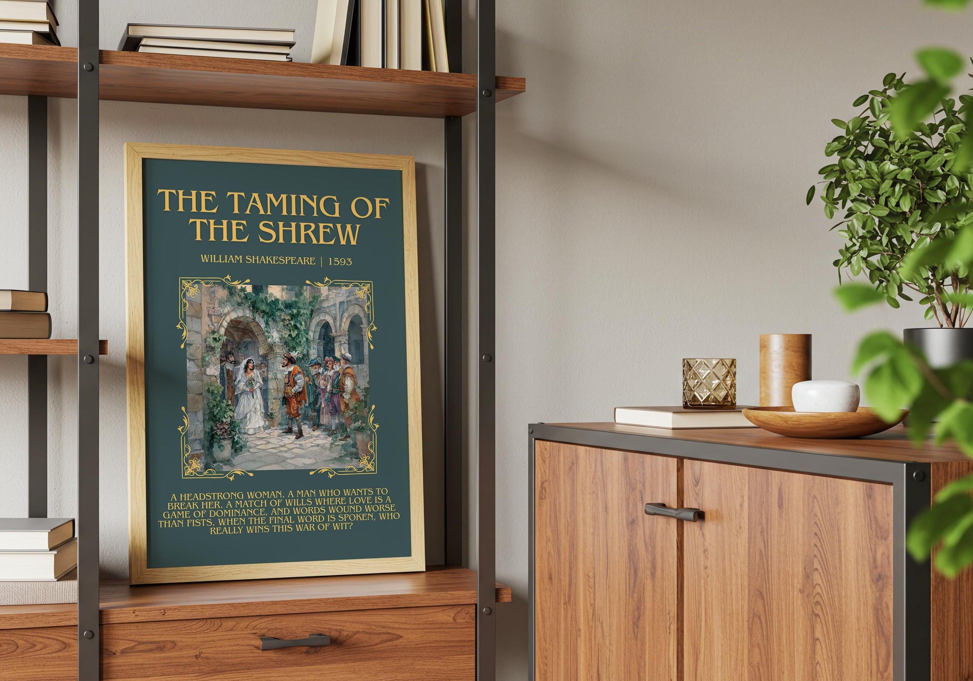 The Taming Of The Shrew by William Shakespeare Descriptive, High Quality Poster Print.Free Delivery Wall Art.Author&Blurb Book Nook Gift
