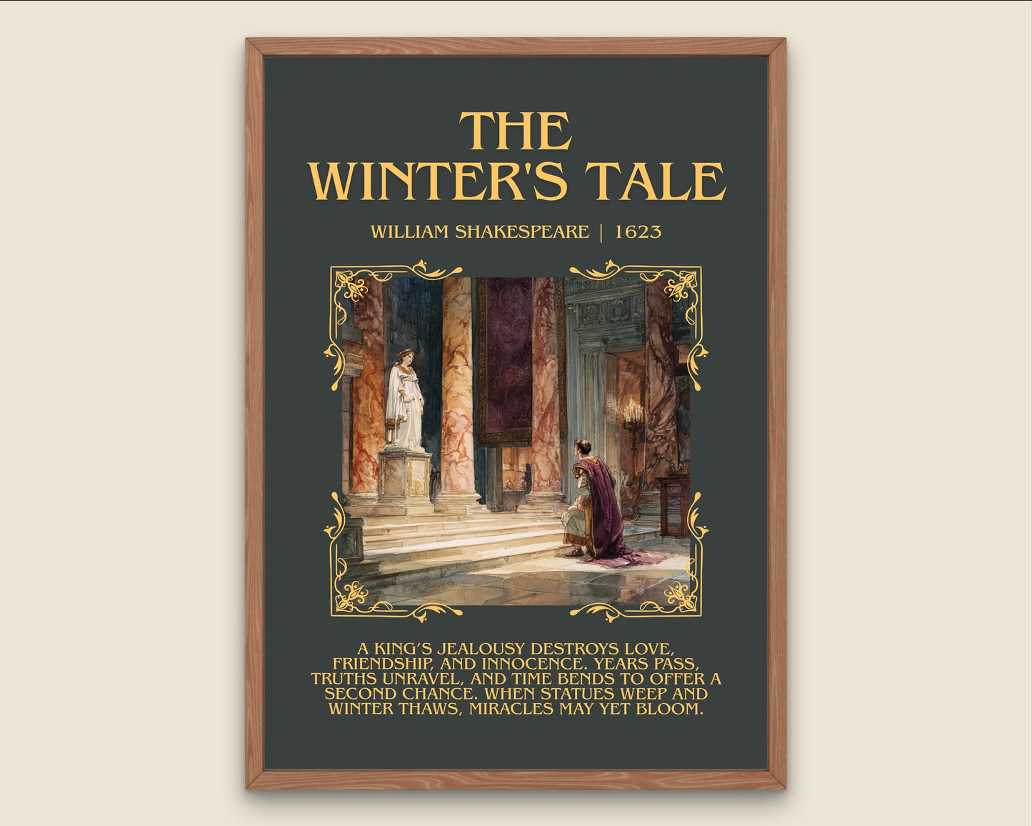 The Winter's Tale by William Shakespeare Descriptive, High Quality Poster Print.Free Delivery Wall Art.Author&Blurb Book Nook Gift