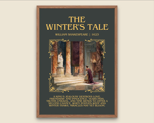 The Winter's Tale by William Shakespeare Descriptive, High Quality Poster Print.Free Delivery Wall Art.Author&Blurb Book Nook Gift