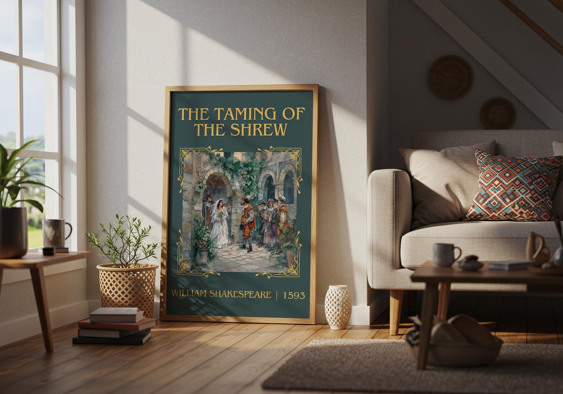 The Taming Of The Shrew by William Shakespeare High Quality Poster Print.Free Delivery Wall Art. Author Book Nook Minimalist Gift