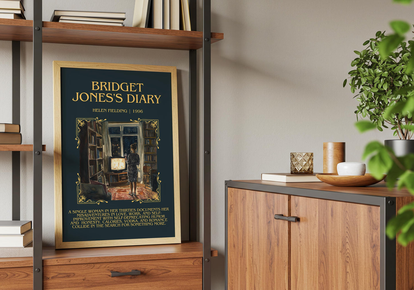 Bridget Jones's Diary by Helen Fielding Descriptive, High Quality Poster Print.Free Delivery Wall Art. Author&Blurb Book Artwork Novel