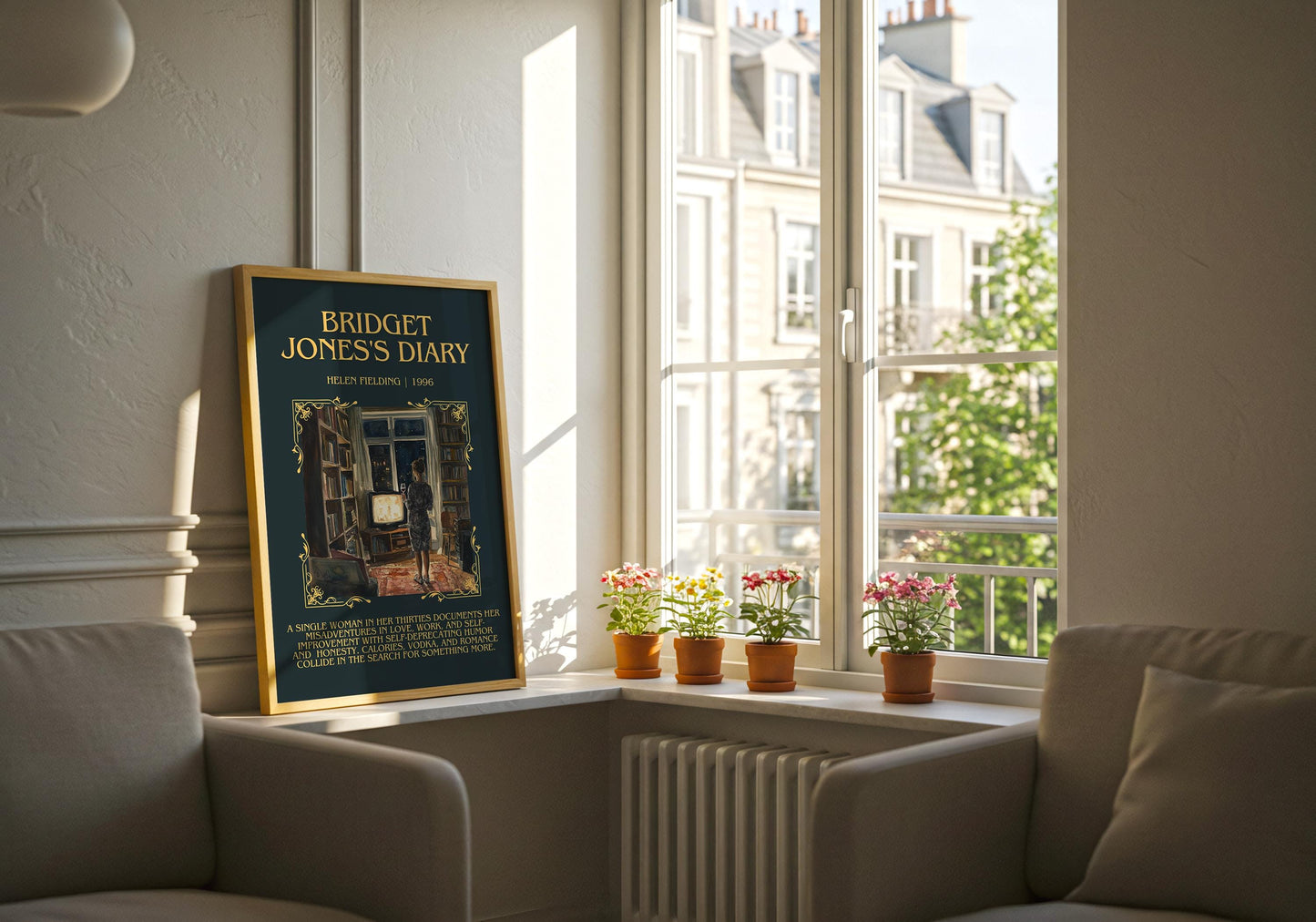 Bridget Jones's Diary by Helen Fielding Descriptive, High Quality Poster Print.Free Delivery Wall Art. Author&Blurb Book Artwork Novel