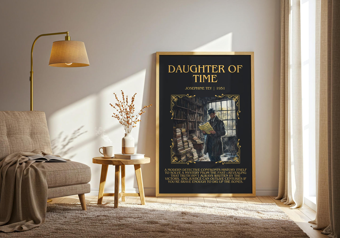 Daughter Of Time by Josephine They Descriptive, High Quality Poster Print.Free Delivery Wall Art. Author&Blurb Book Artwork Novel Nook Gift