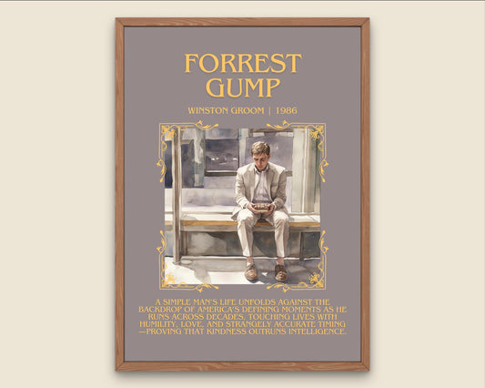 Forest Gump by Winston Groom Descriptive, High Quality Poster Print.Free Delivery Wall Art. Author&Blurb Book Artwork Novel Nook Gift