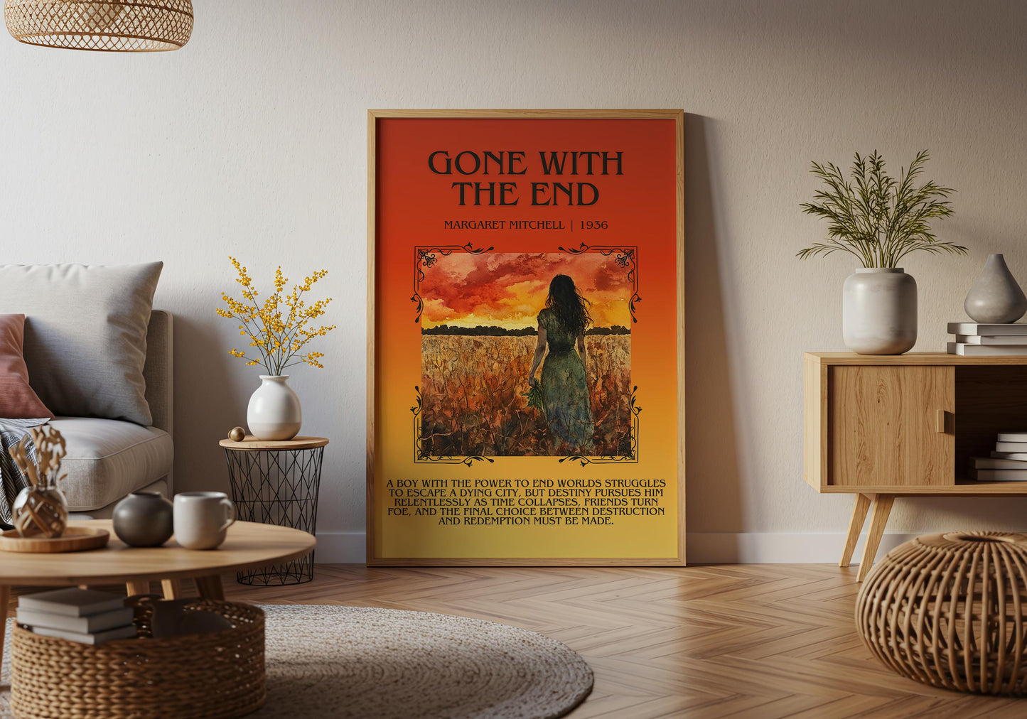 Gone With The End by Margaret Mitchell Descriptive, High Quality Poster Print.Free Delivery Wall Art. Author&Blurb Book Artwork Novel Nook