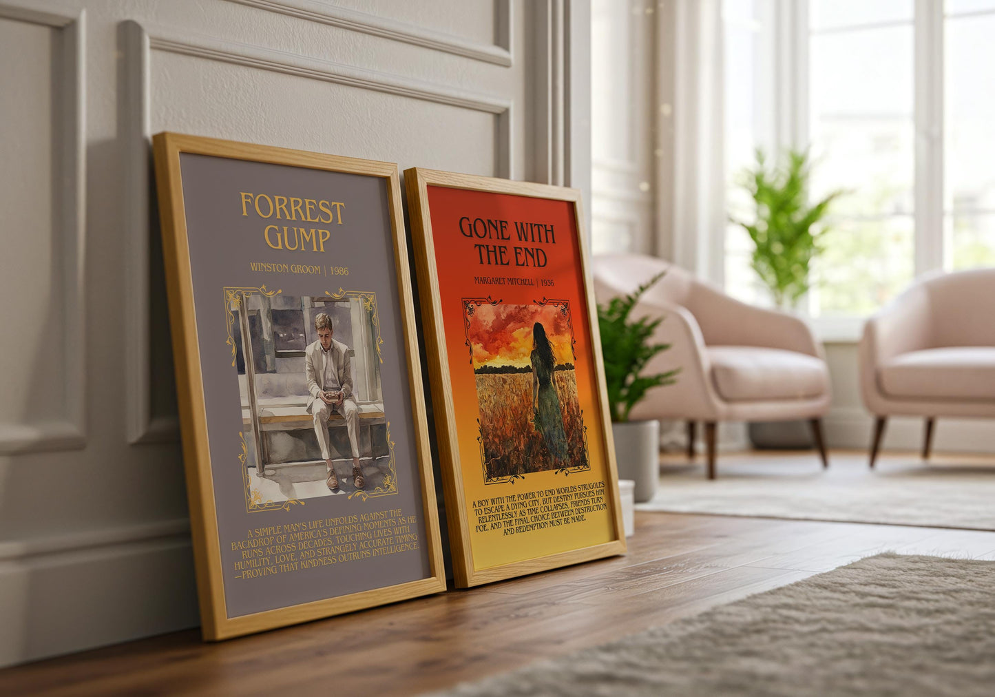 Gone With The End by Margaret Mitchell Descriptive, High Quality Poster Print.Free Delivery Wall Art. Author&Blurb Book Artwork Novel Nook