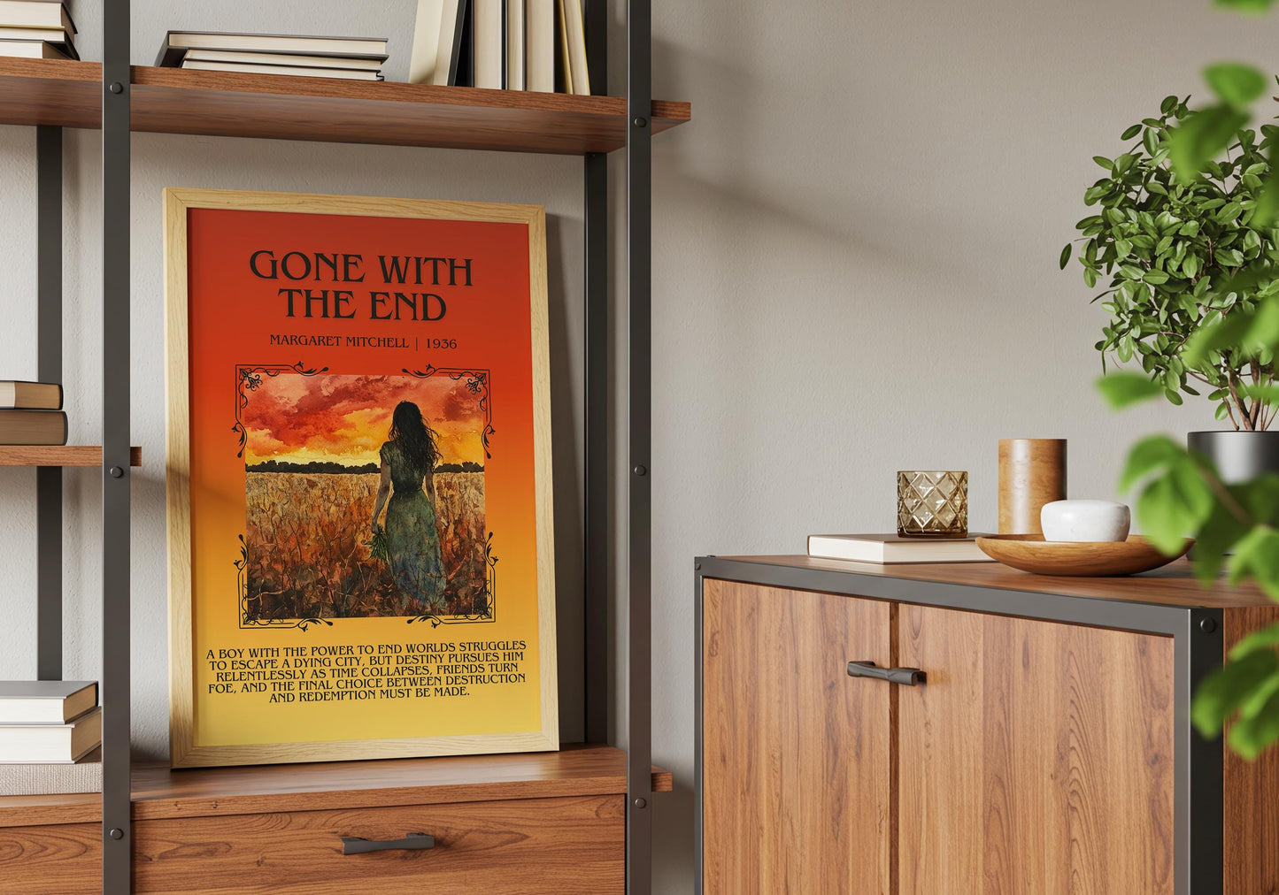 Gone With The End by Margaret Mitchell Descriptive, High Quality Poster Print.Free Delivery Wall Art. Author&Blurb Book Artwork Novel Nook