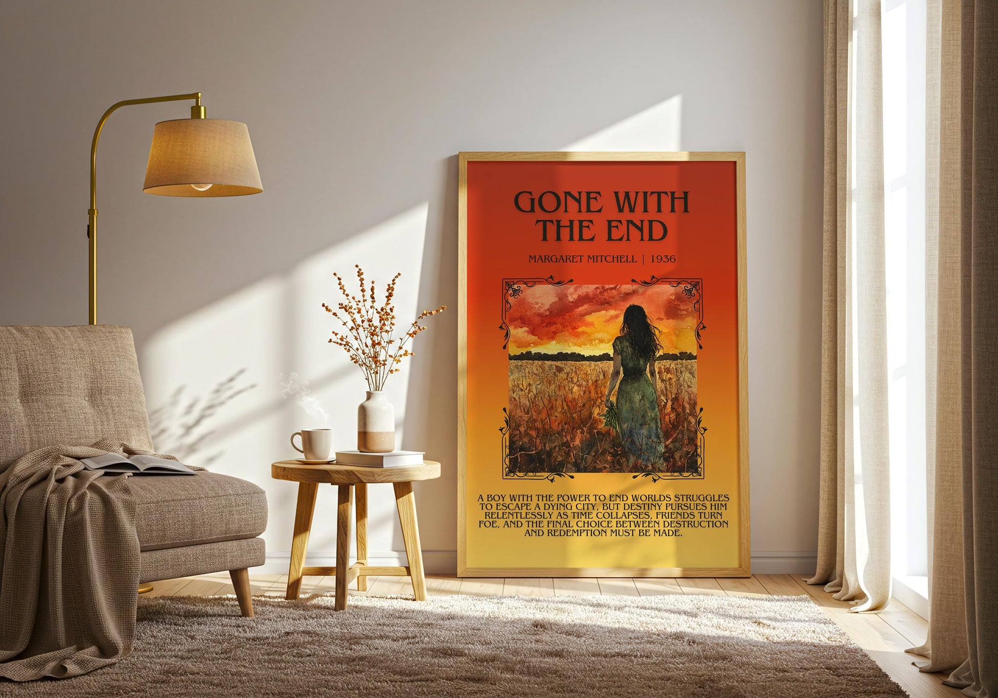 Gone With The End by Margaret Mitchell Descriptive, High Quality Poster Print.Free Delivery Wall Art. Author&Blurb Book Artwork Novel Nook