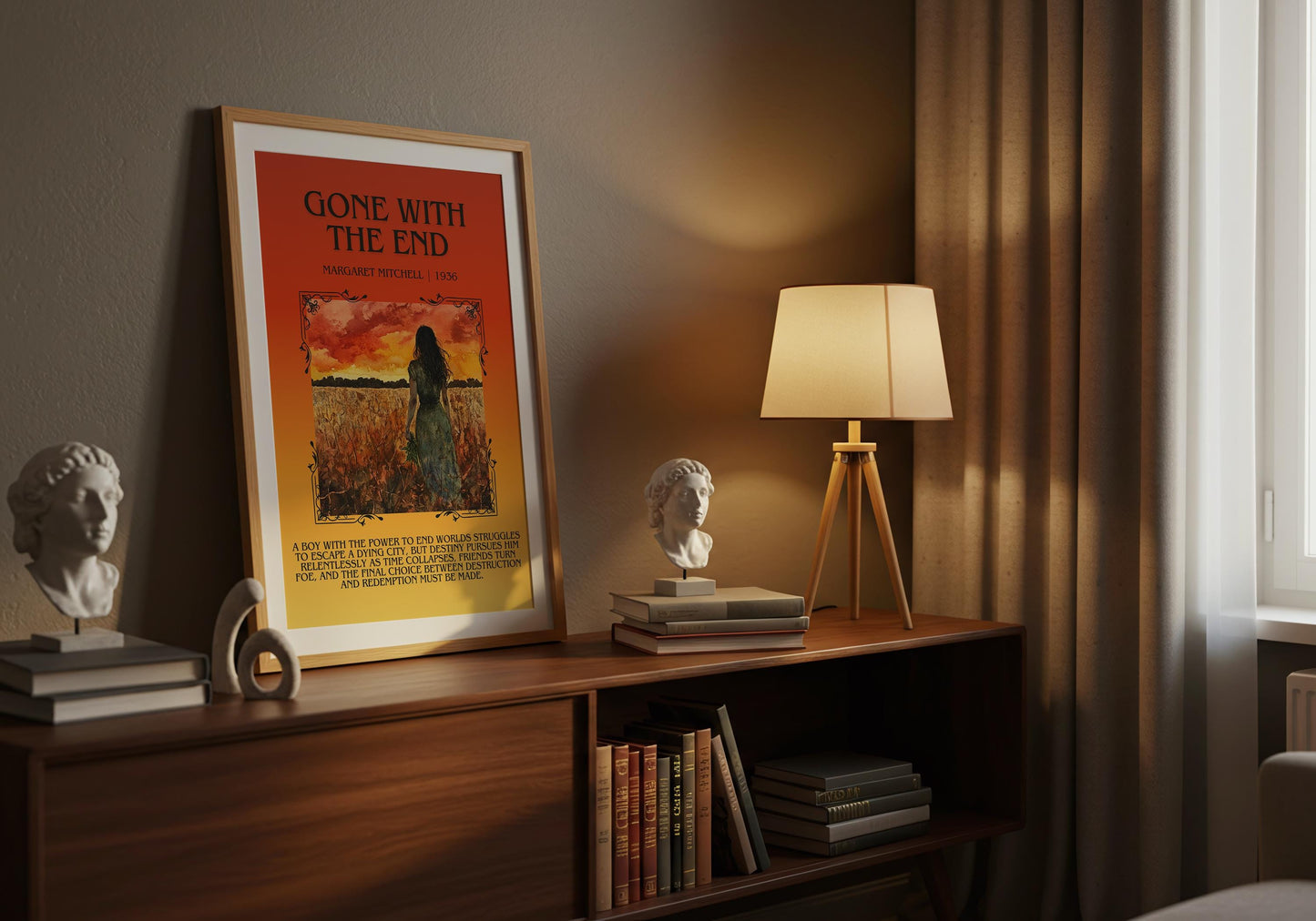 Gone With The End by Margaret Mitchell Descriptive, High Quality Poster Print.Free Delivery Wall Art. Author&Blurb Book Artwork Novel Nook