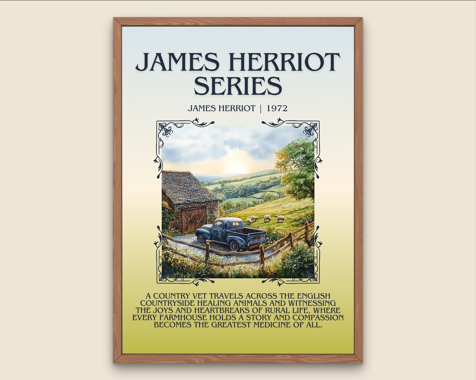 James Herriot Series by James Herriot Descriptive, High Quality Poster Print.Free Delivery Wall Art. Author&Blurb Book Artwork Novel Nook
