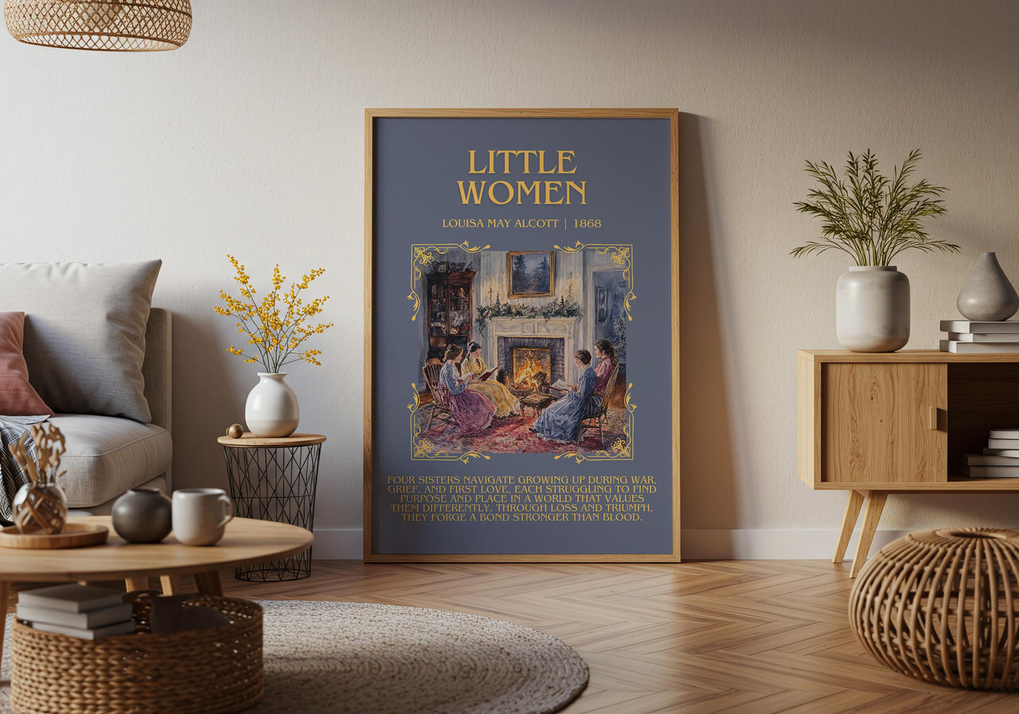 Little Women by Louisa May Alcott Descriptive, High Quality Poster Print.Free Delivery Wall Art. Author&Blurb Book Artwork Novel Nook