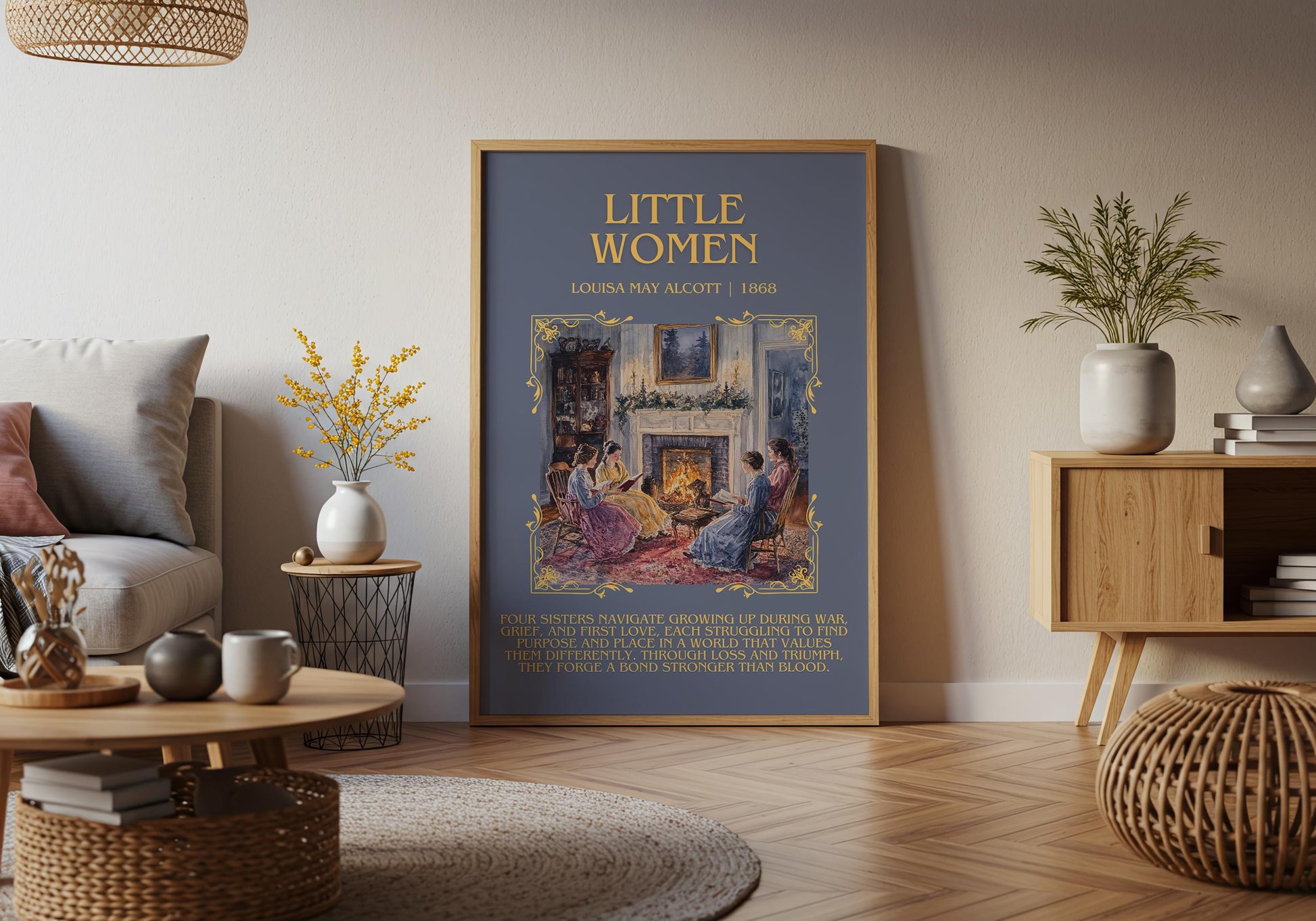 Little Women by Louisa May Alcott Descriptive, High Quality Poster Print.Free Delivery Wall Art. Author&Blurb Book Artwork Novel Nook