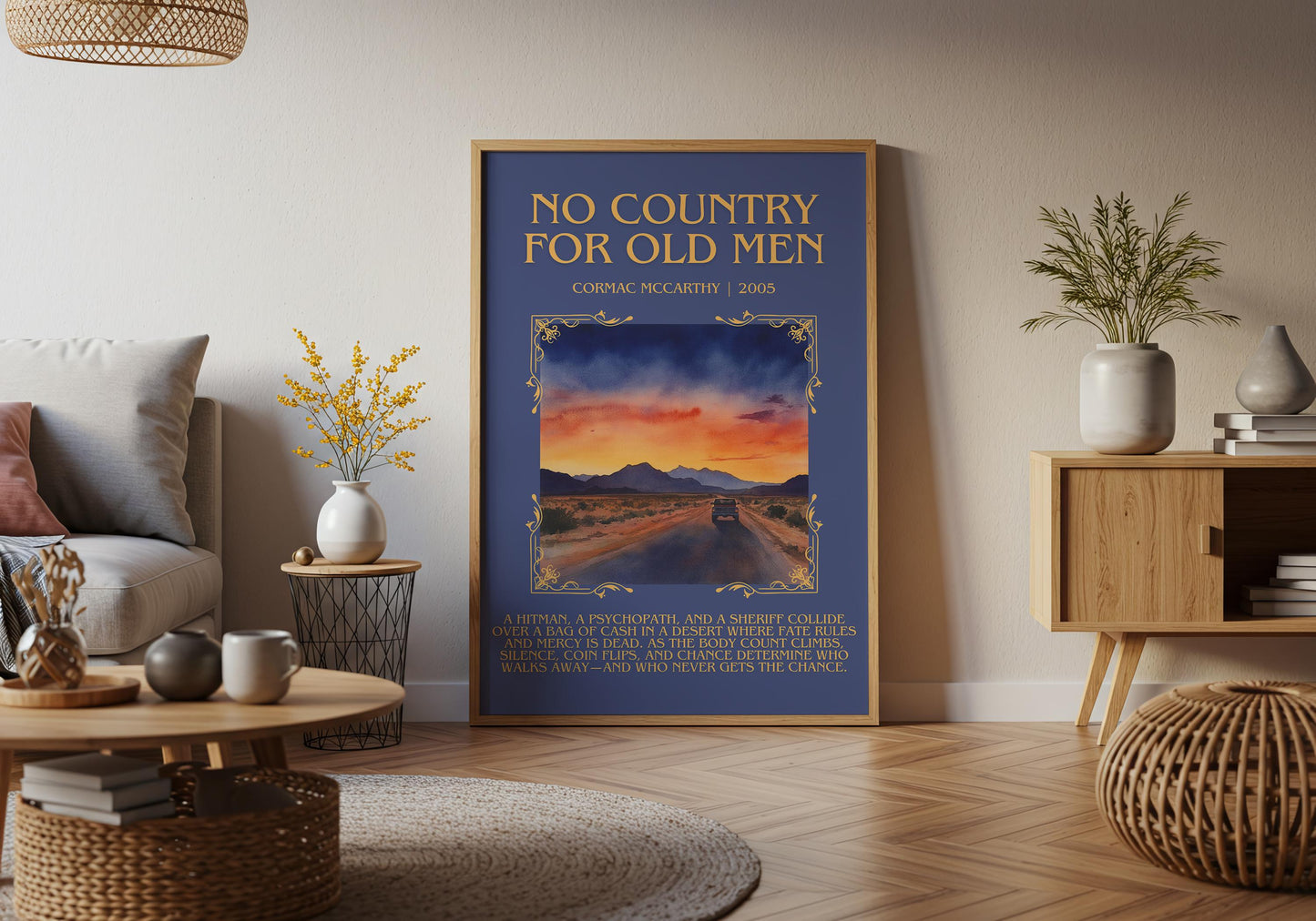 No Country For Old Men by Cormac McCarthy Descriptive, High Quality Poster Print.Free Delivery Wall Art. Author&Blurb Book Artwork Novel