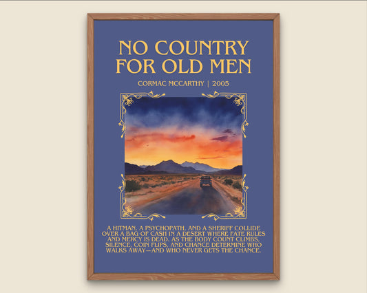 No Country For Old Men by Cormac McCarthy Descriptive, High Quality Poster Print.Free Delivery Wall Art. Author&Blurb Book Artwork Novel