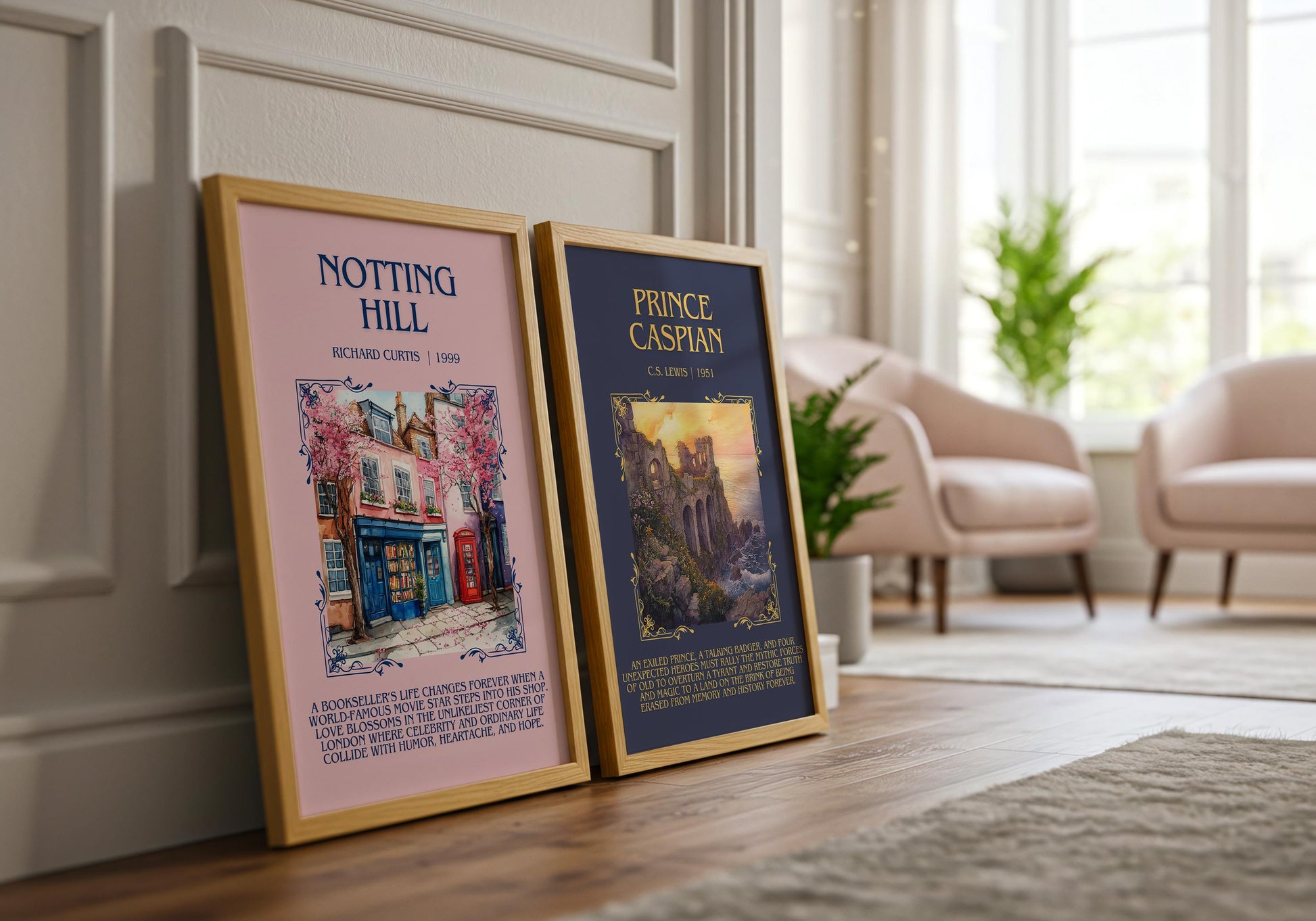 Notting Hill by Richard Curtis Descriptive, High Quality Poster Print.Free Delivery Wall Art. Author&Blurb Book Artwork Novel Nook Library