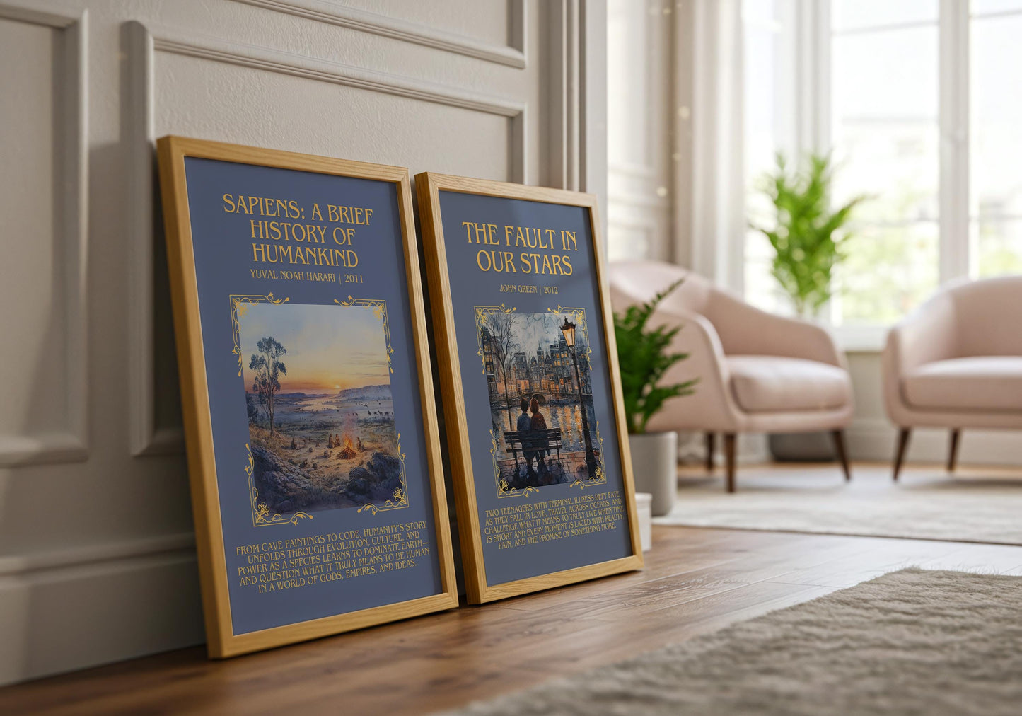 The Fault In Our Stars by John Green Descriptive, High Quality Poster Print.Free Delivery Wall Art. Author&Blurb Book Nook Library Gift