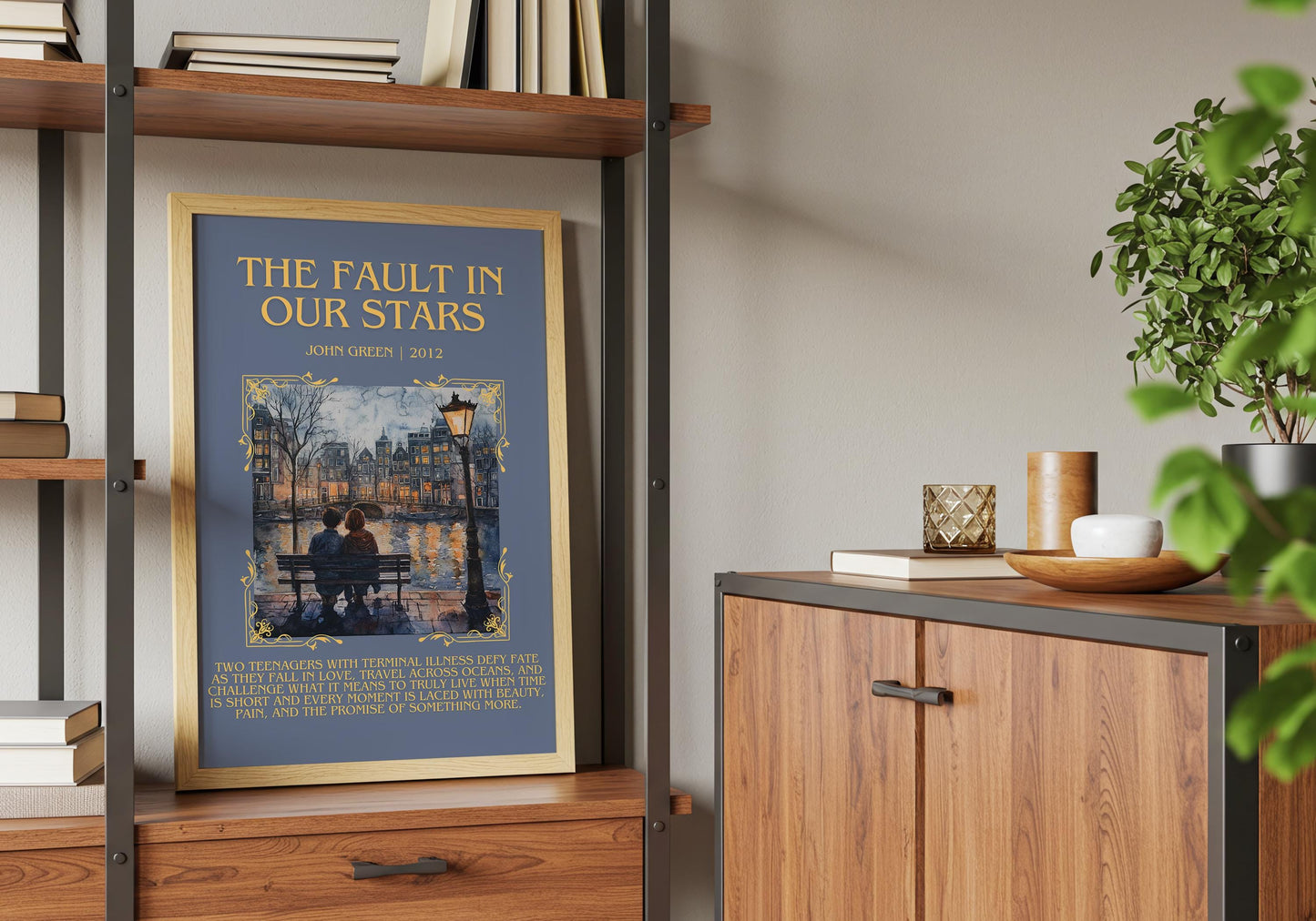 The Fault In Our Stars by John Green Descriptive, High Quality Poster Print.Free Delivery Wall Art. Author&Blurb Book Nook Library Gift
