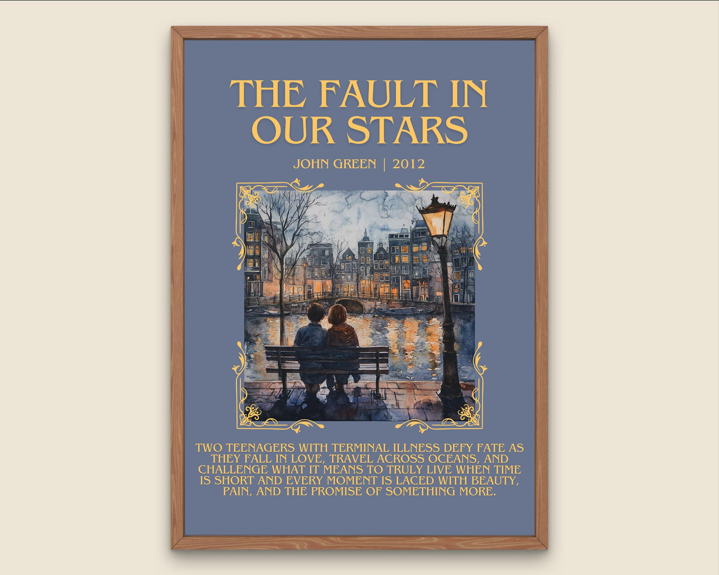 The Fault In Our Stars by John Green Descriptive, High Quality Poster Print.Free Delivery Wall Art. Author&Blurb Book Nook Library Gift