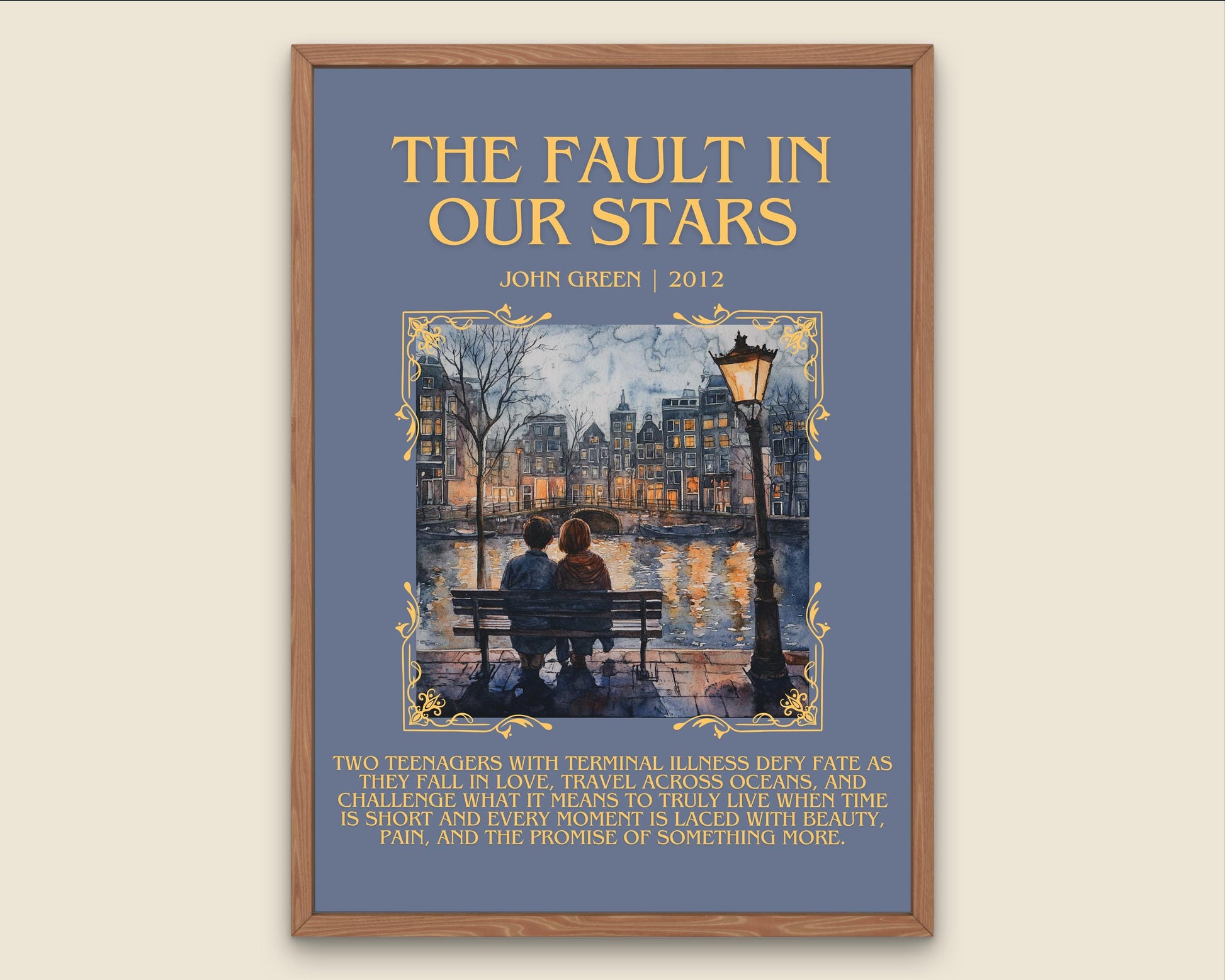 The Fault In Our Stars by John Green Descriptive, High Quality Poster Print.Free Delivery Wall Art. Author&Blurb Book Nook Library Gift