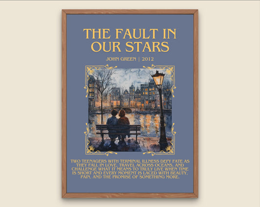 The Fault In Our Stars by John Green Descriptive, High Quality Poster Print.Free Delivery Wall Art. Author&Blurb Book Nook Library Gift