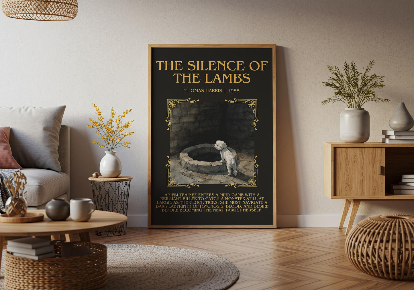 The Silence Of The Lambs by Thomas Harris Descriptive, High Quality Poster Print.Free Delivery Wall Art. Author&Blurb Book Library Nook Gift