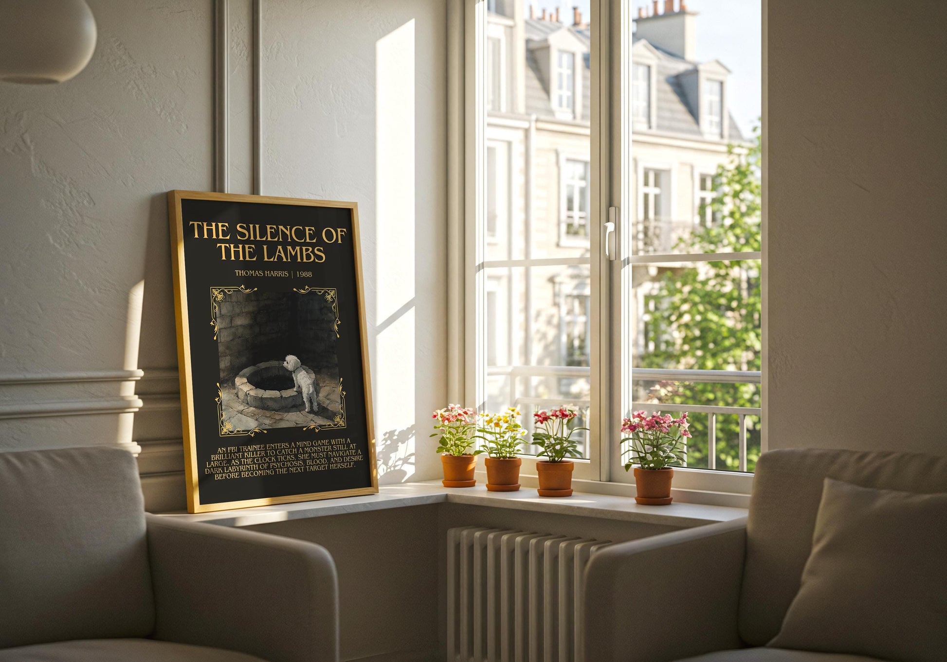 The Silence Of The Lambs by Thomas Harris Descriptive, High Quality Poster Print.Free Delivery Wall Art. Author&Blurb Book Library Nook Gift