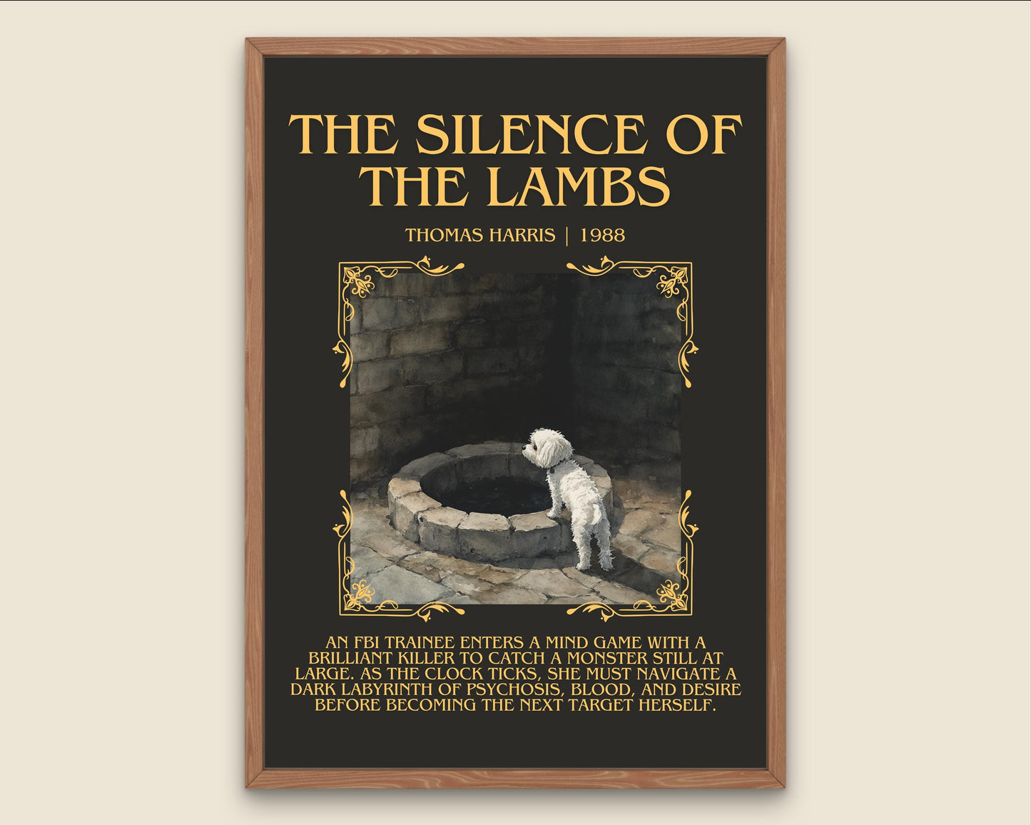 The Silence Of The Lambs by Thomas Harris Descriptive, High Quality Poster Print.Free Delivery Wall Art. Author&Blurb Book Library Nook Gift