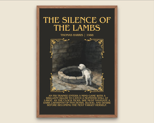 The Silence Of The Lambs by Thomas Harris Descriptive, High Quality Poster Print.Free Delivery Wall Art. Author&Blurb Book Library Nook Gift