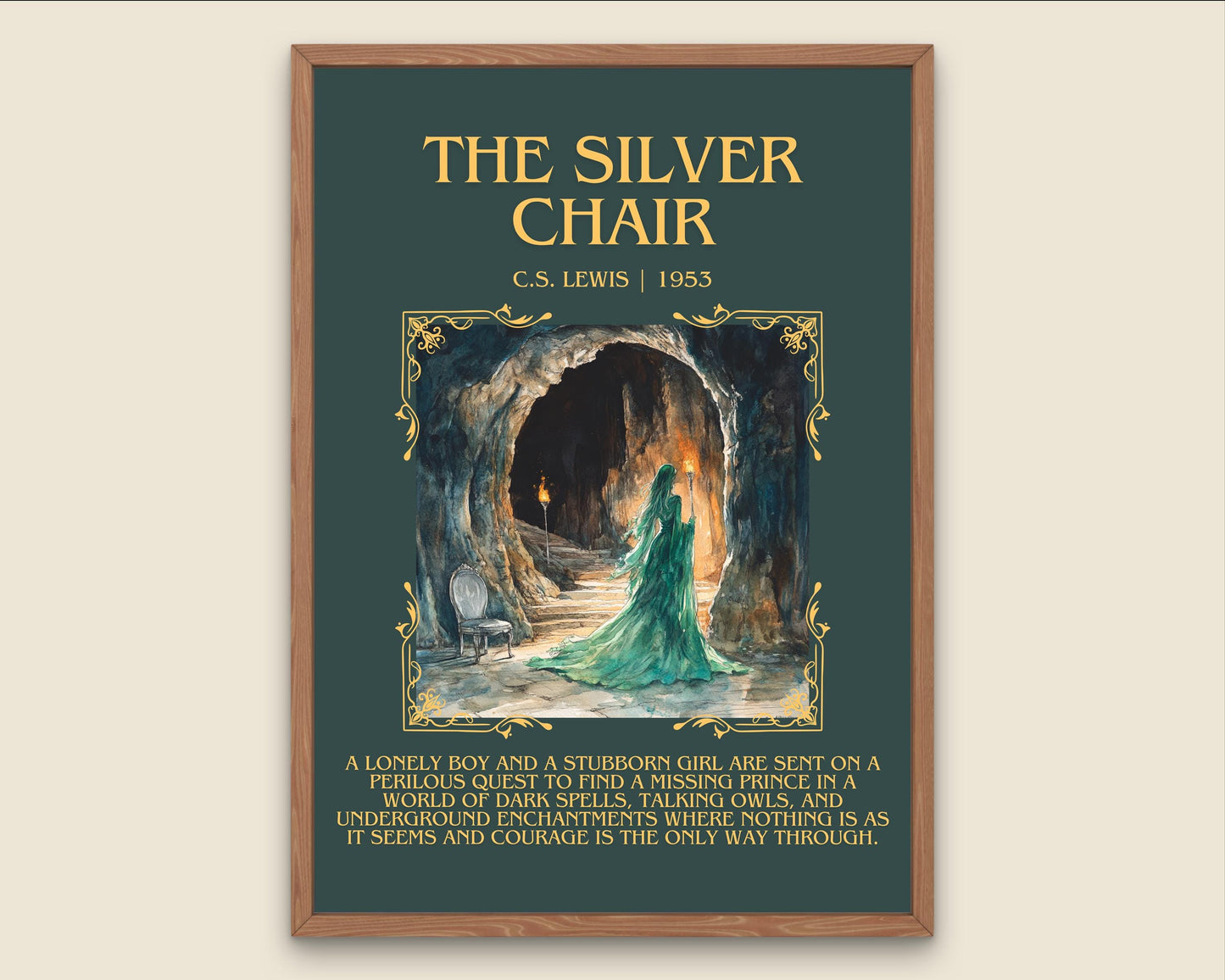 The Silver Chair by C.S. Lewis Descriptive, High Quality Poster Print.Free Delivery Wall Art. Author&Blurb Book Library