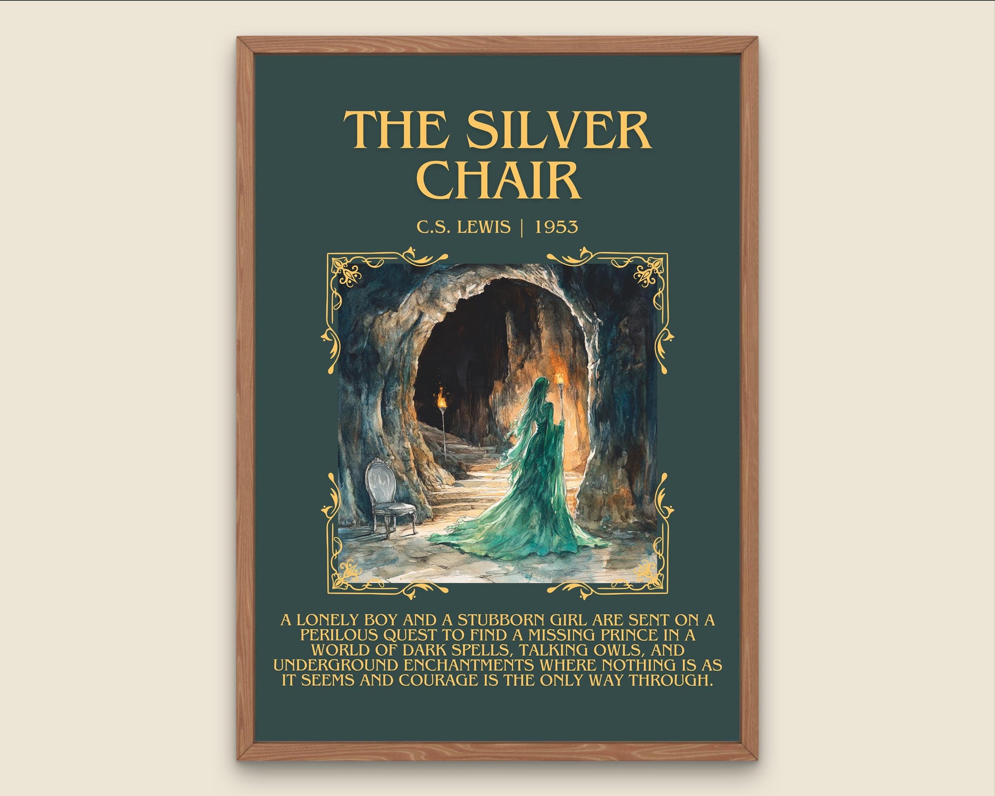 The Silver Chair by C.S. Lewis Descriptive, High Quality Poster Print.Free Delivery Wall Art. Author&Blurb Book Library