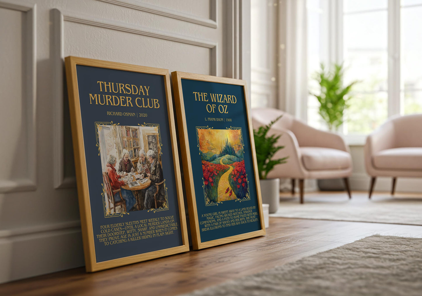 Thursday Murder Club by Richard Osman Descriptive, High Quality Poster Print.Free Delivery Wall Art. Author&Blurb Book Library Nook Gift