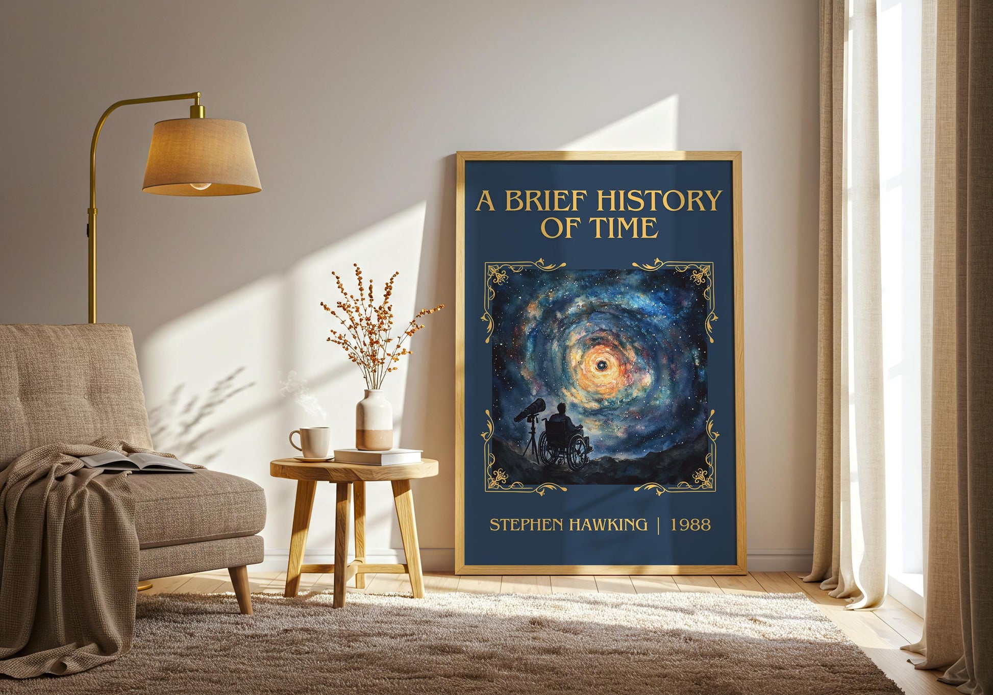A Brief History Of Time by Stephen Hawking High Quality Poster Print. Fast Delivery Wall Art. Author, Title Book/Novel Artwork Minimalist