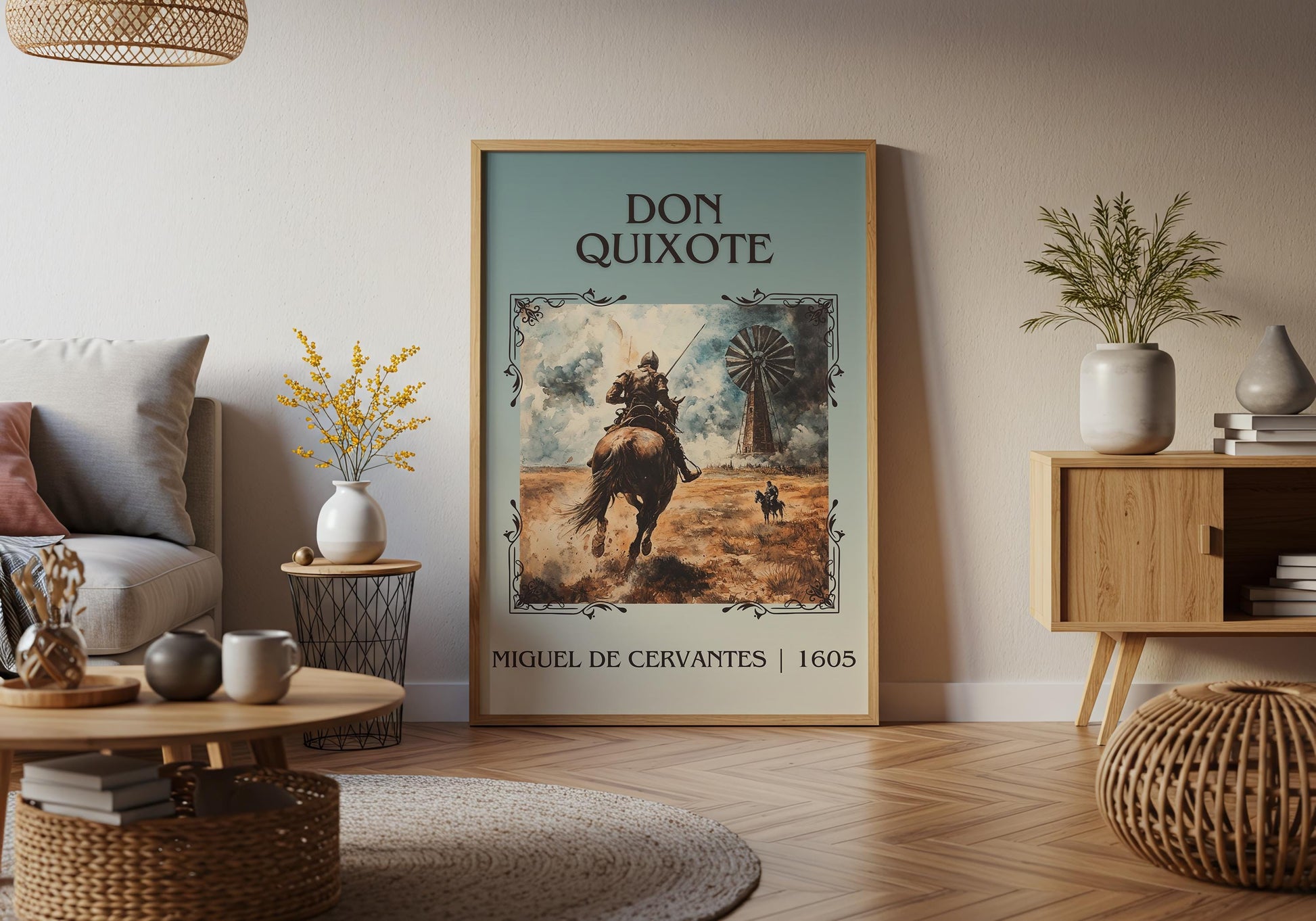Don Quixote by Miguel De Cervantes High Quality Poster Print. Fast Delivery Wall Art. Author, Title Book/Novel Artwork Minimalist Gift