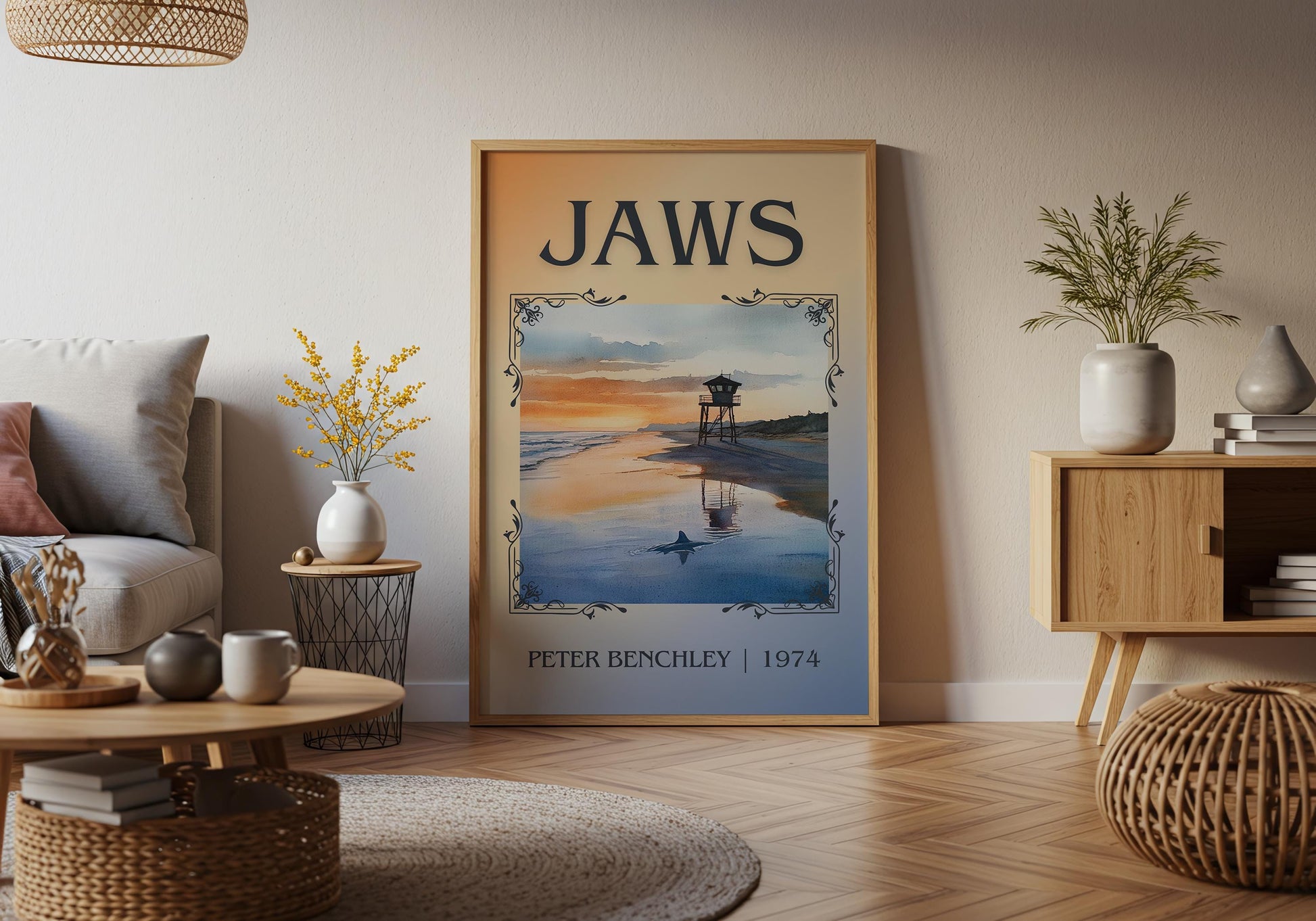 Jaws by Peter Benchley High Quality Poster Print. Fast Delivery Wall Art. Author, Title Book/Novel Artwork Minimalist Gift Decor
