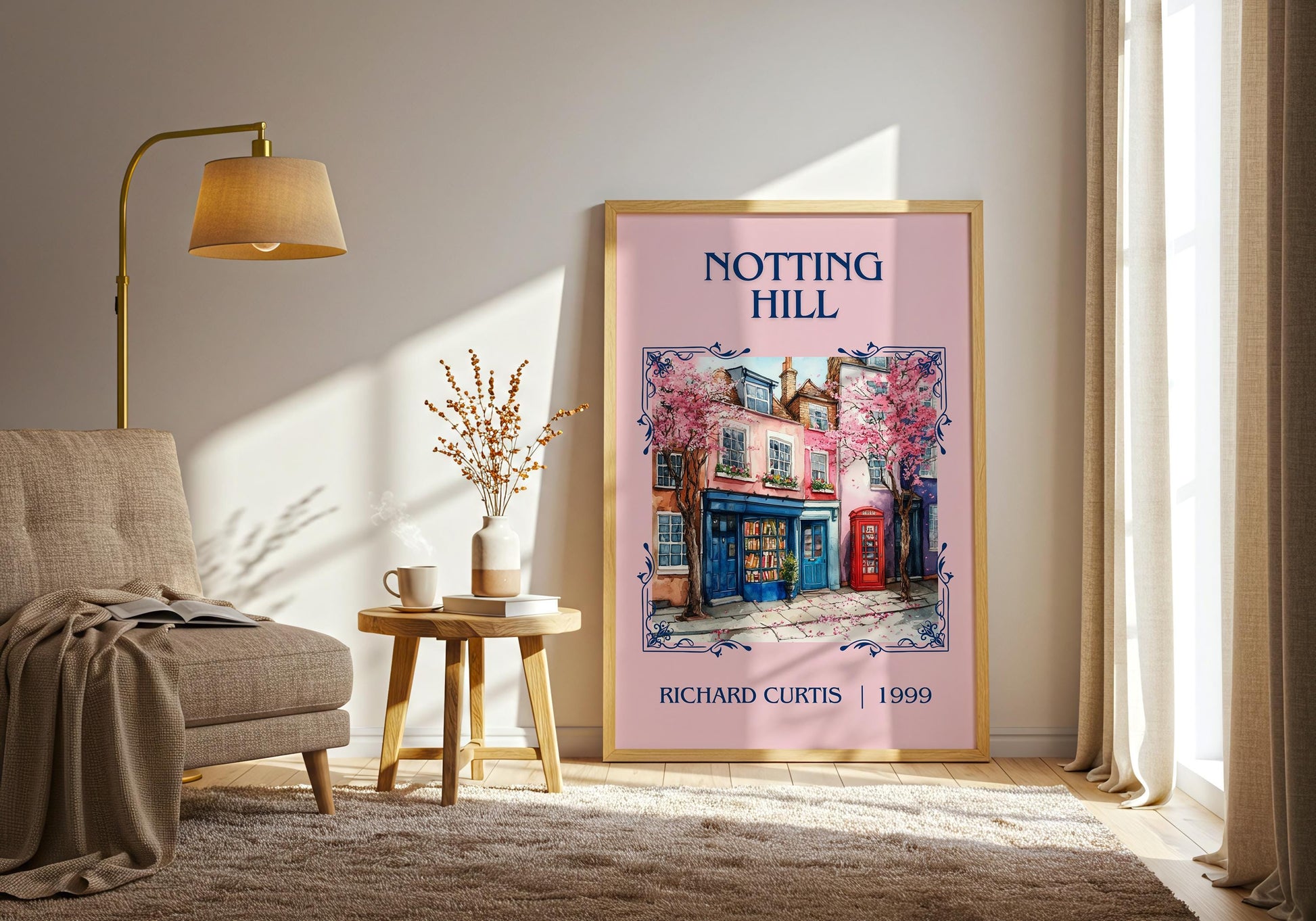 Notting Hill by Richard Curtis High Quality Poster Print.Fast Delivery Wall Art. Author, Title Book/Novel Artwork Minimalist Gift