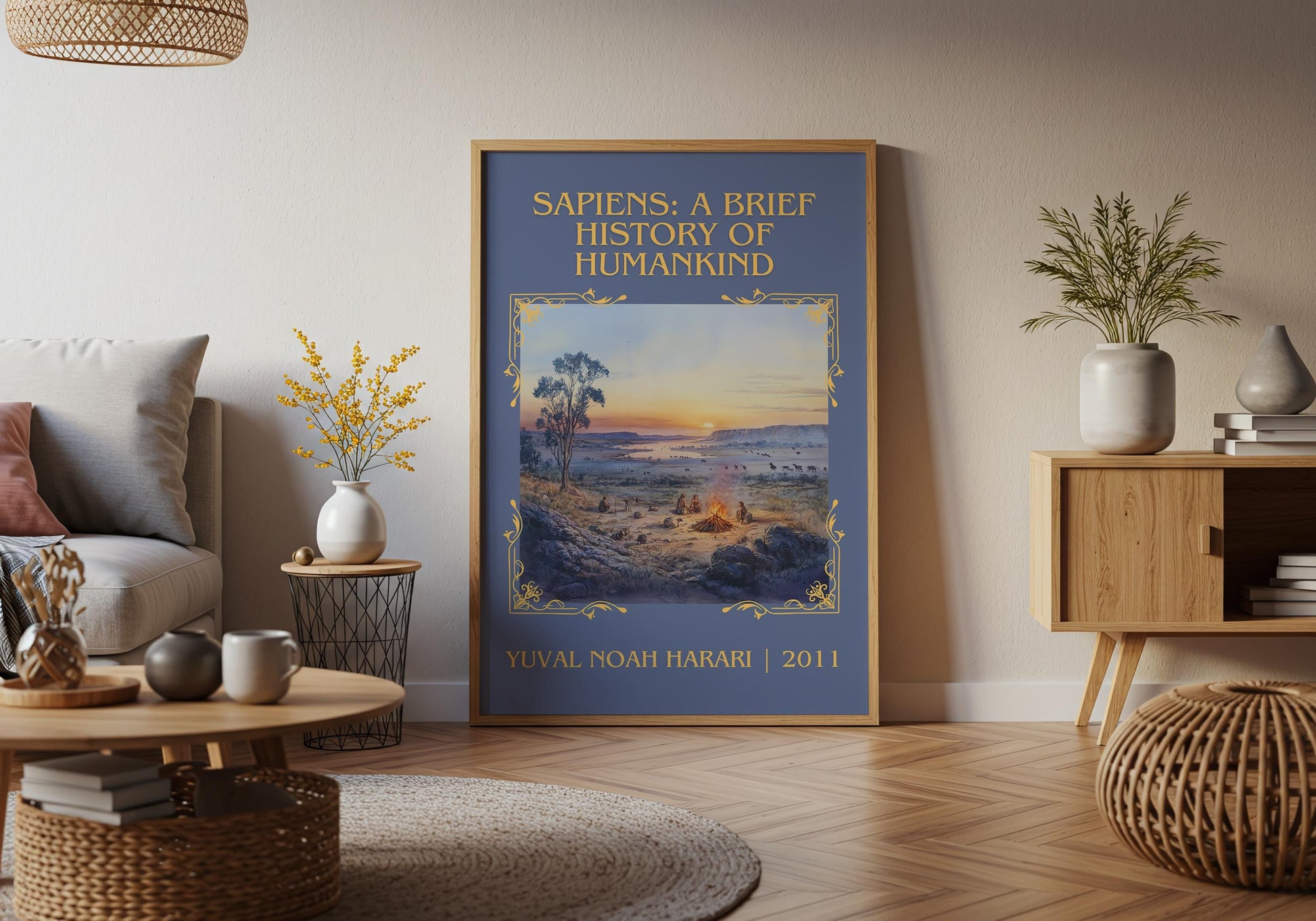 Sapiens: A Brief History Of Humankind by Yuval Noah Harari High Quality Poster Print.Fast Delivery Wall Art. Author, Title Book Artwork