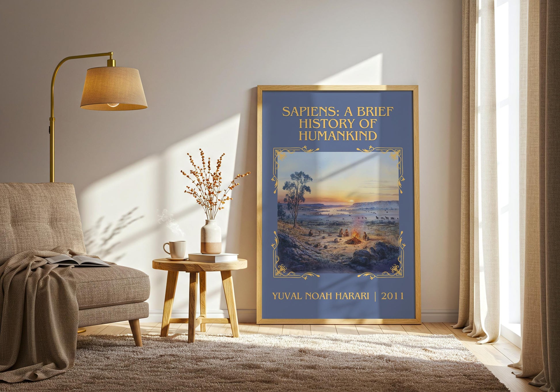 Sapiens: A Brief History Of Humankind by Yuval Noah Harari High Quality Poster Print.Fast Delivery Wall Art. Author, Title Book Artwork