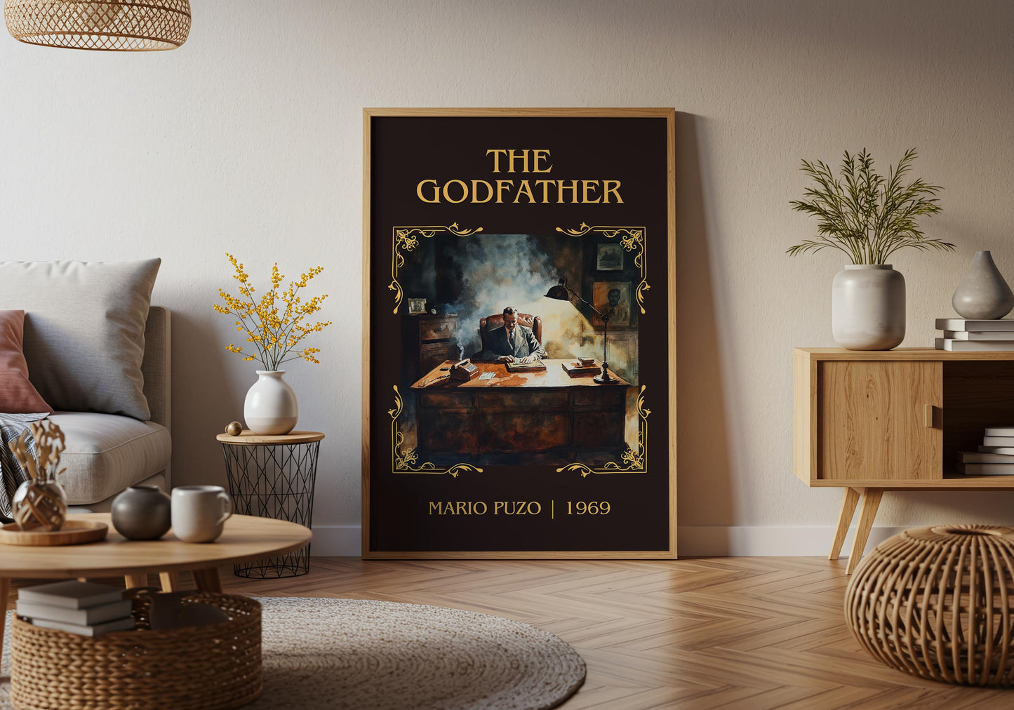 The Godfather by Mario Puzo High Quality Poster Print.Fast Delivery Wall Art. Author, Title Book Artwork Minimalist Movie Style Decor