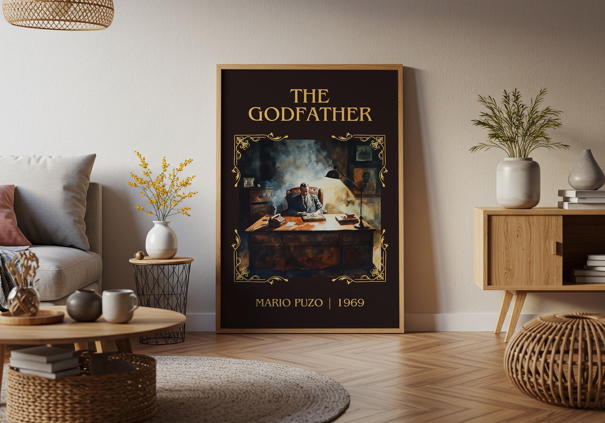 The Godfather by Mario Puzo High Quality Poster Print.Fast Delivery Wall Art. Author, Title Book Artwork Minimalist Movie Style Decor