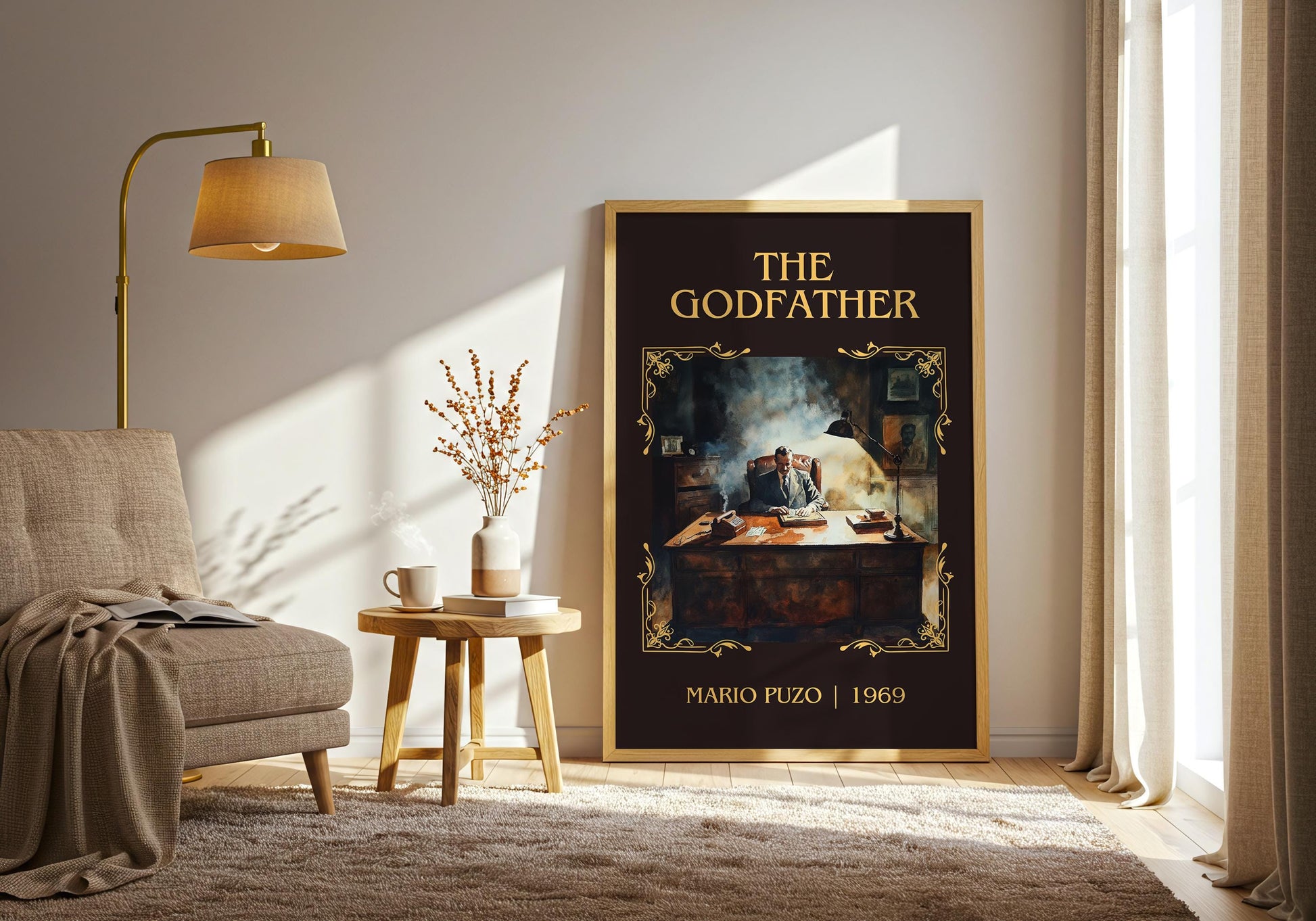 The Godfather by Mario Puzo High Quality Poster Print.Fast Delivery Wall Art. Author, Title Book Artwork Minimalist Movie Style Decor