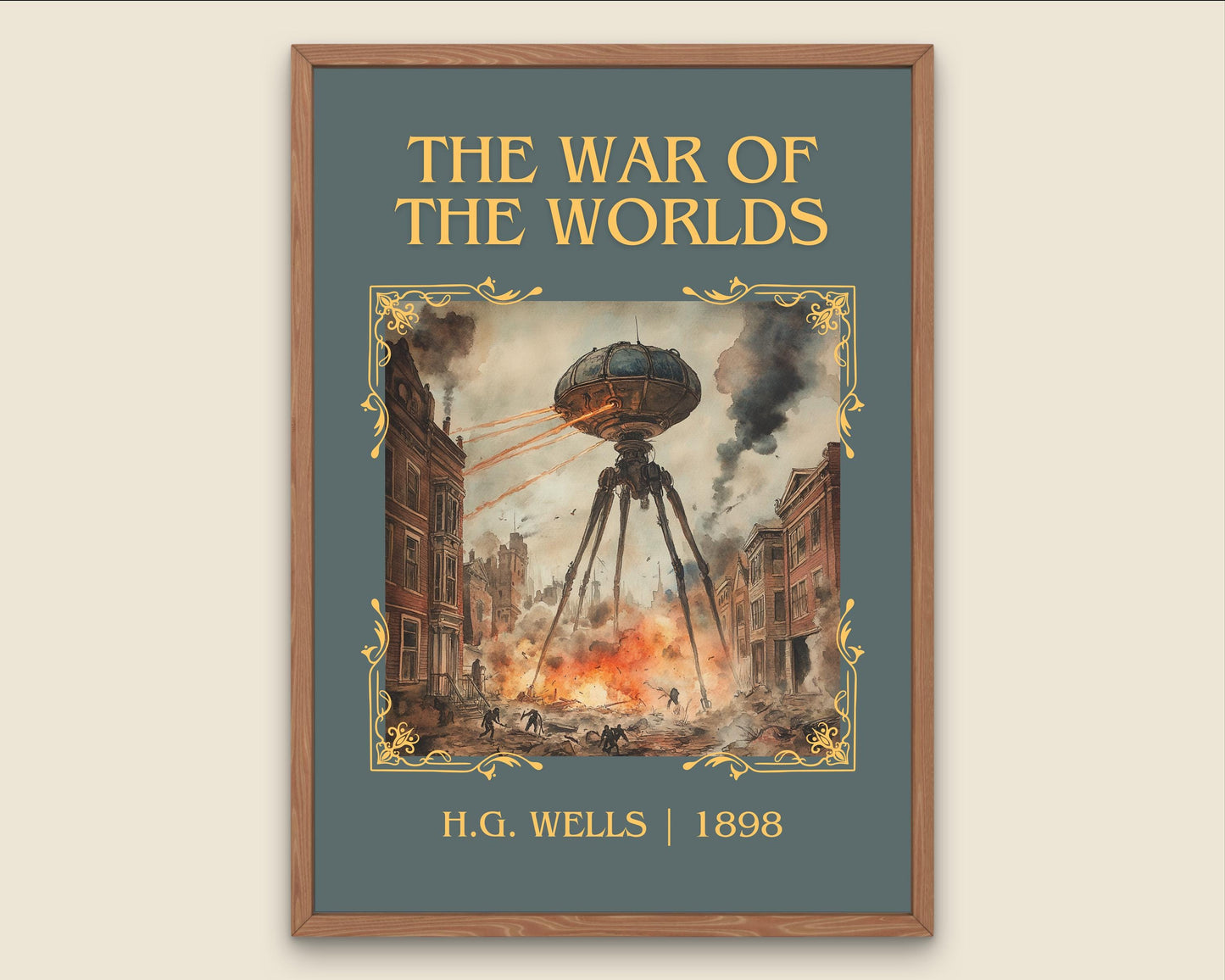 The War Of The Worlds by H.G. Wells High Quality Poster Print.Fast Delivery Wall Art. Author, Title Book Artwork Minimalist Home Decor Gift