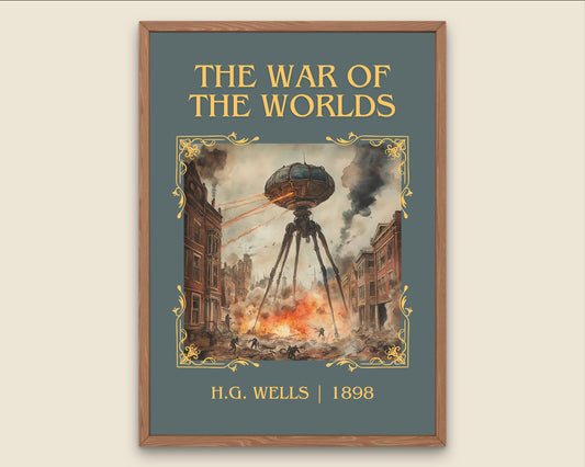 The War Of The Worlds by H.G. Wells High Quality Poster Print.Fast Delivery Wall Art. Author, Title Book Artwork Minimalist Home Decor Gift