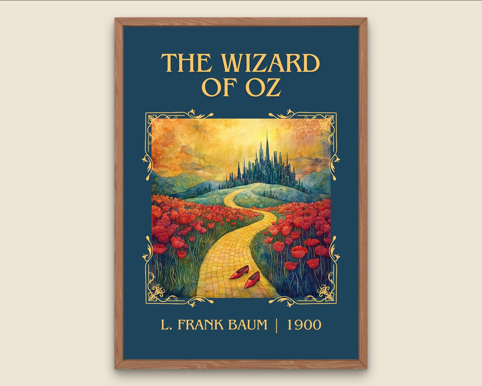 The Wizard Of Oz by L. Frank Baum High Quality Poster Print.Fast Delivery Wall Art. Author, Title Book/Novel Artwork Minimalist Gift Movie