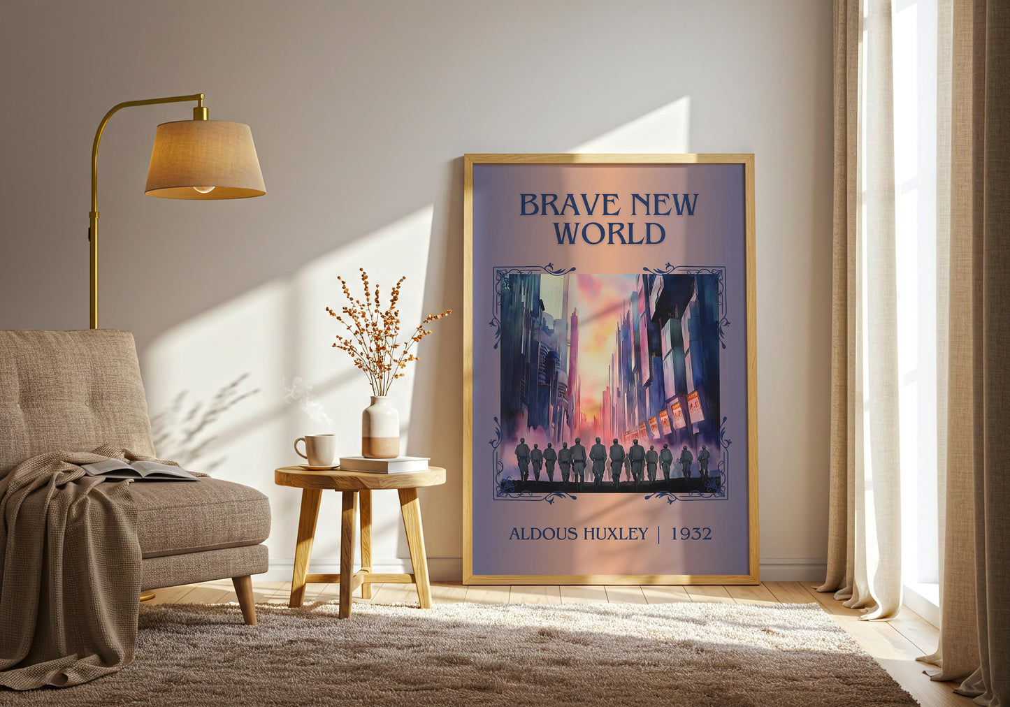 Brave New World by Aldous Huxley High Quality Poster Print. Fast, Free Delivery Wall Art. Author, Title Book/Novel Artwork-Minimalist