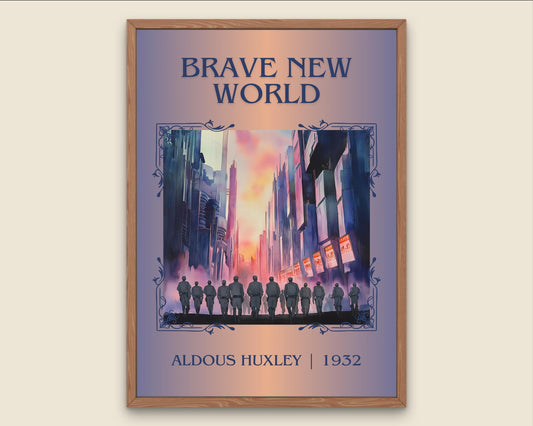 Brave New World by Aldous Huxley High Quality Poster Print. Fast, Free Delivery Wall Art. Author, Title Book/Novel Artwork-Minimalist