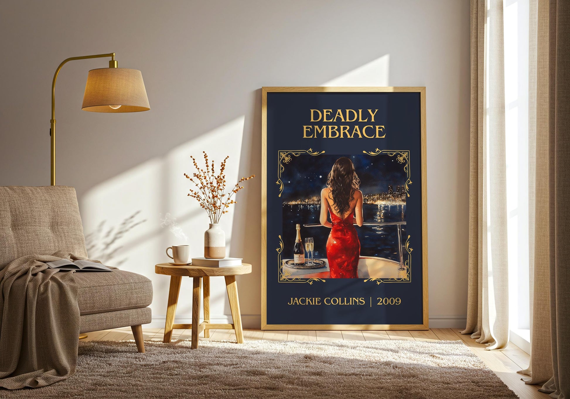 Deadly Embrace by Jackie Collins High Quality Poster Print. Fast, Free Delivery Wall Art. Author, Title Book/Novel Artwork-Minimalist