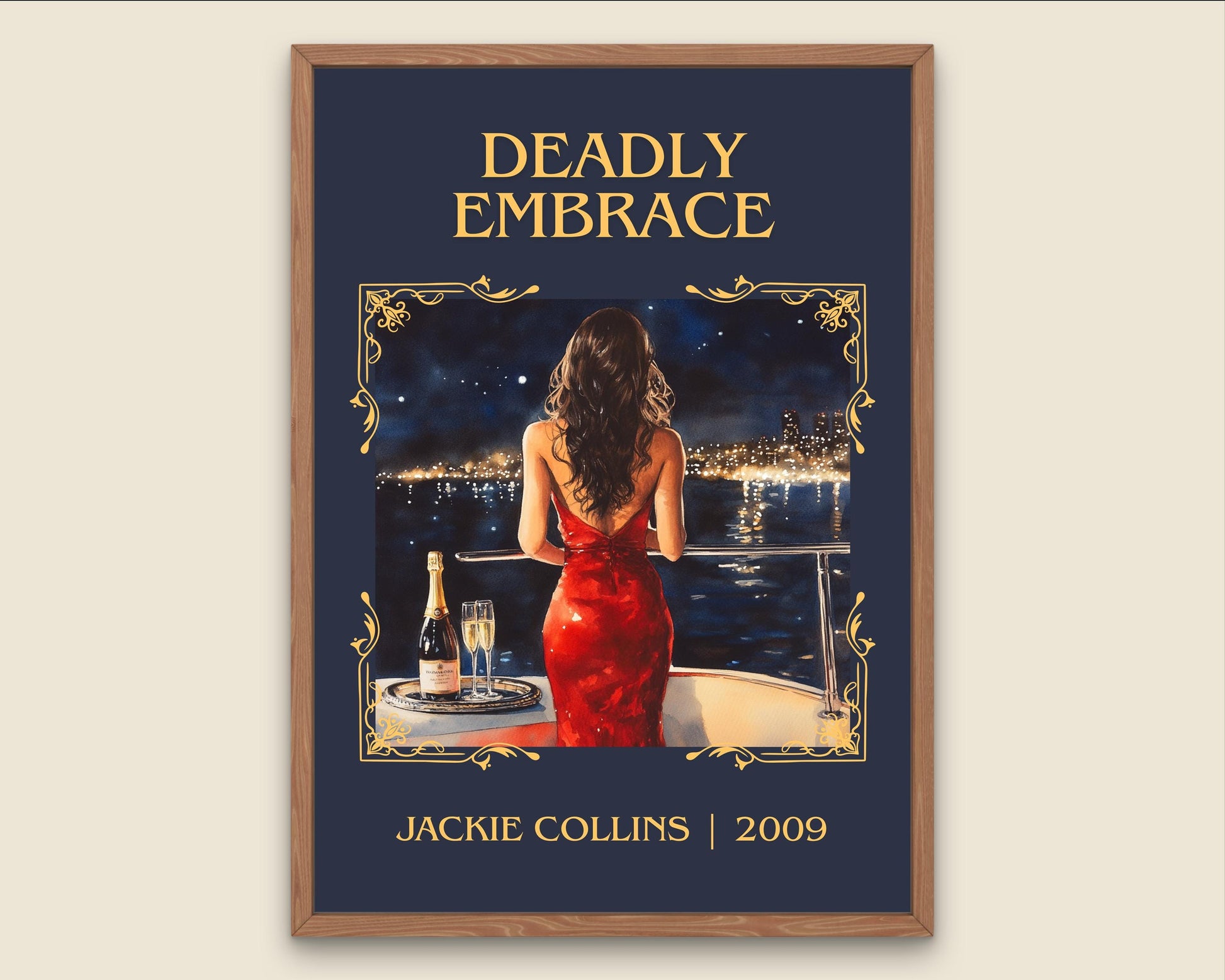 Deadly Embrace by Jackie Collins High Quality Poster Print. Fast, Free Delivery Wall Art. Author, Title Book/Novel Artwork-Minimalist