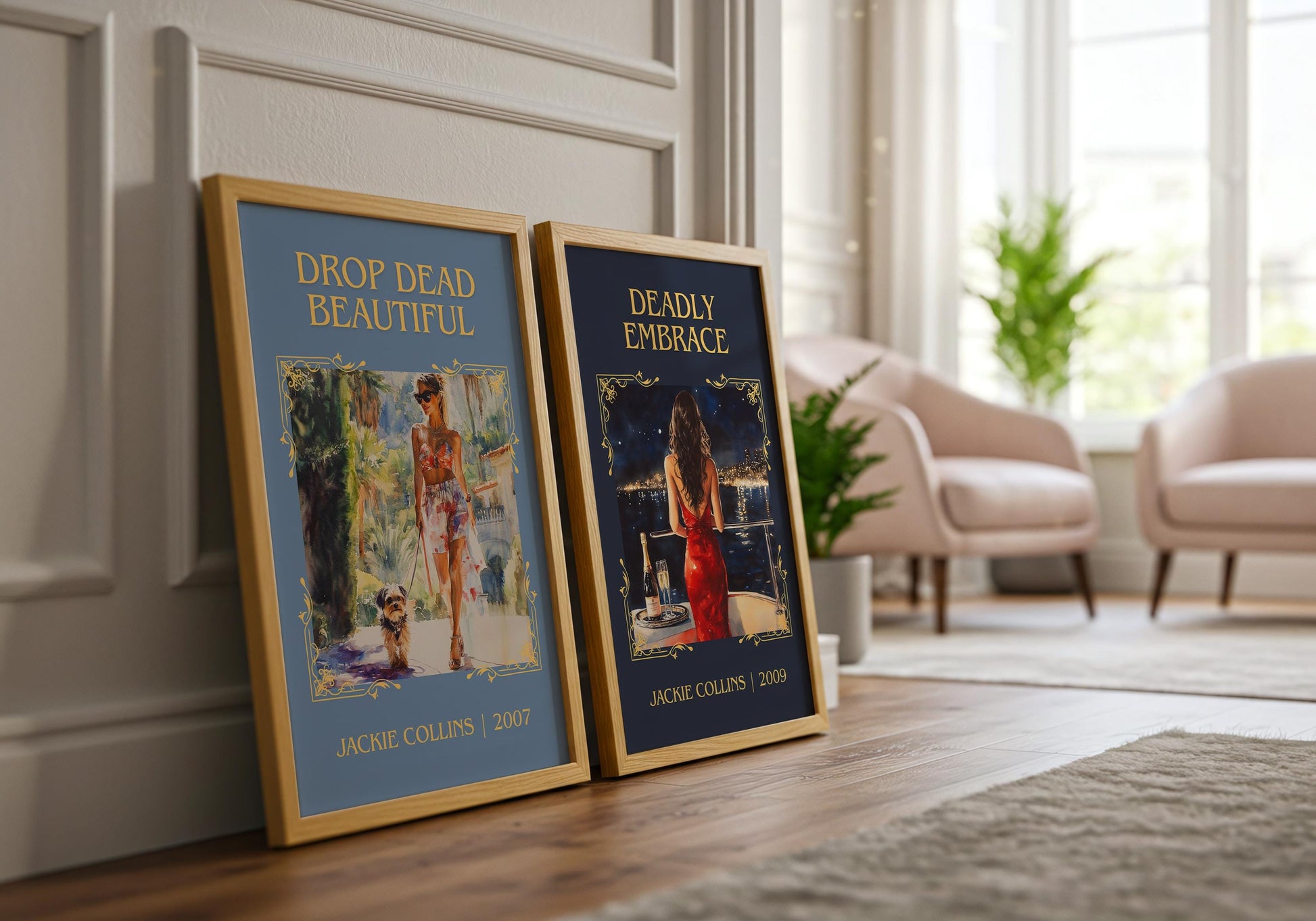 Drop Dead Beautiful by Jackie Collins High Quality Poster Print. Fast, Free Delivery Wall Art. Author Book Artwork-Minimalist Nook Gift