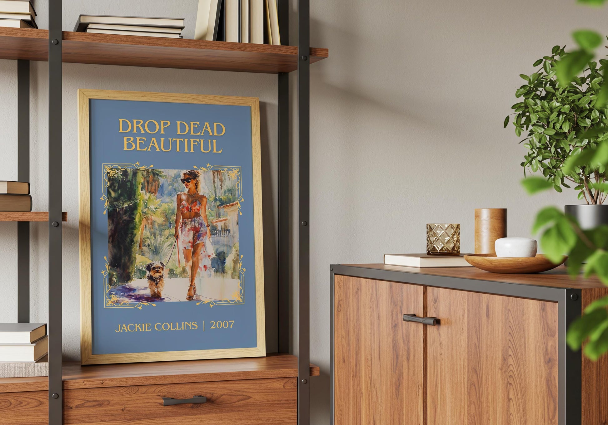 Drop Dead Beautiful by Jackie Collins High Quality Poster Print. Fast, Free Delivery Wall Art. Author Book Artwork-Minimalist Nook Gift